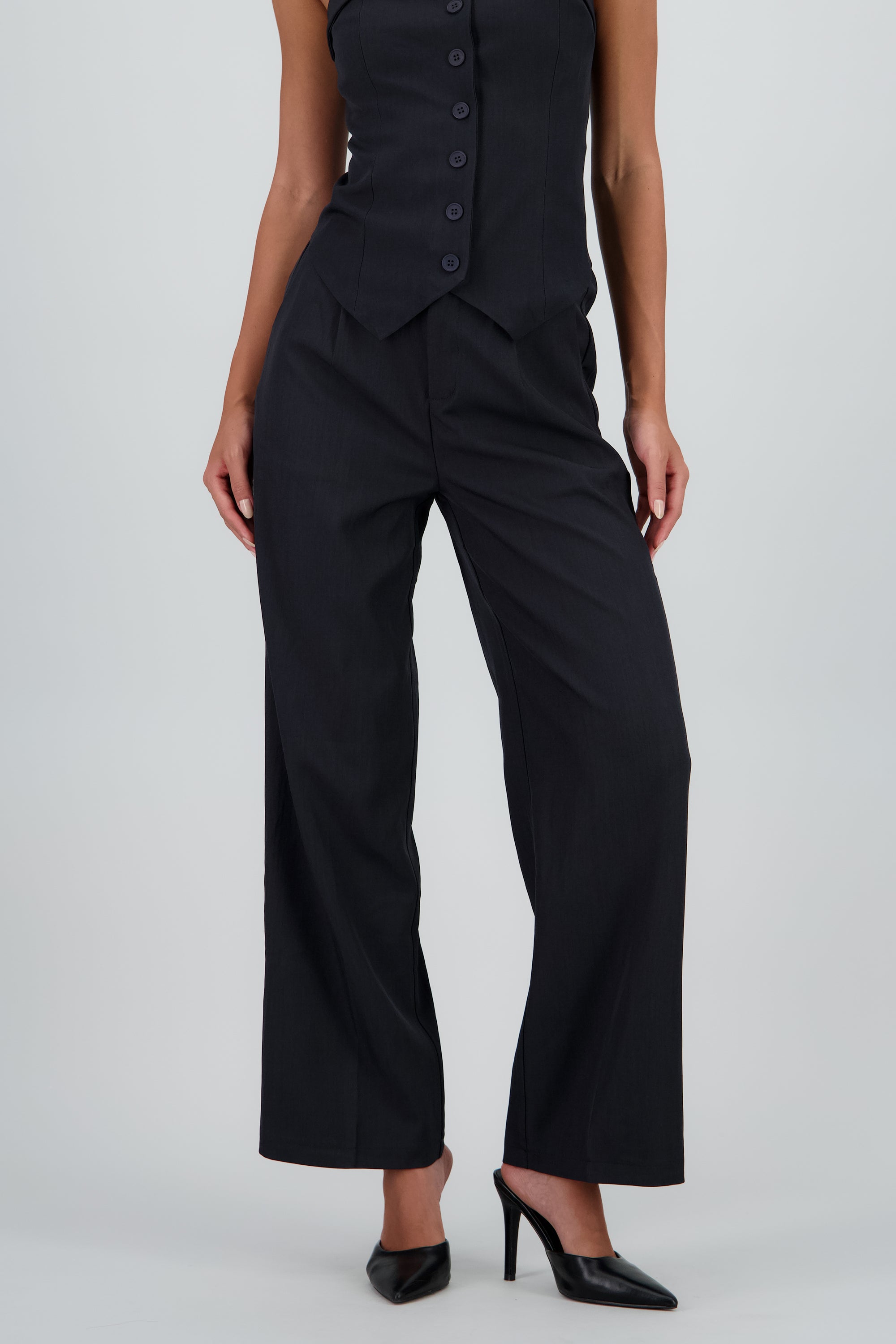 Pantalón recto con botón hypsters MARINO