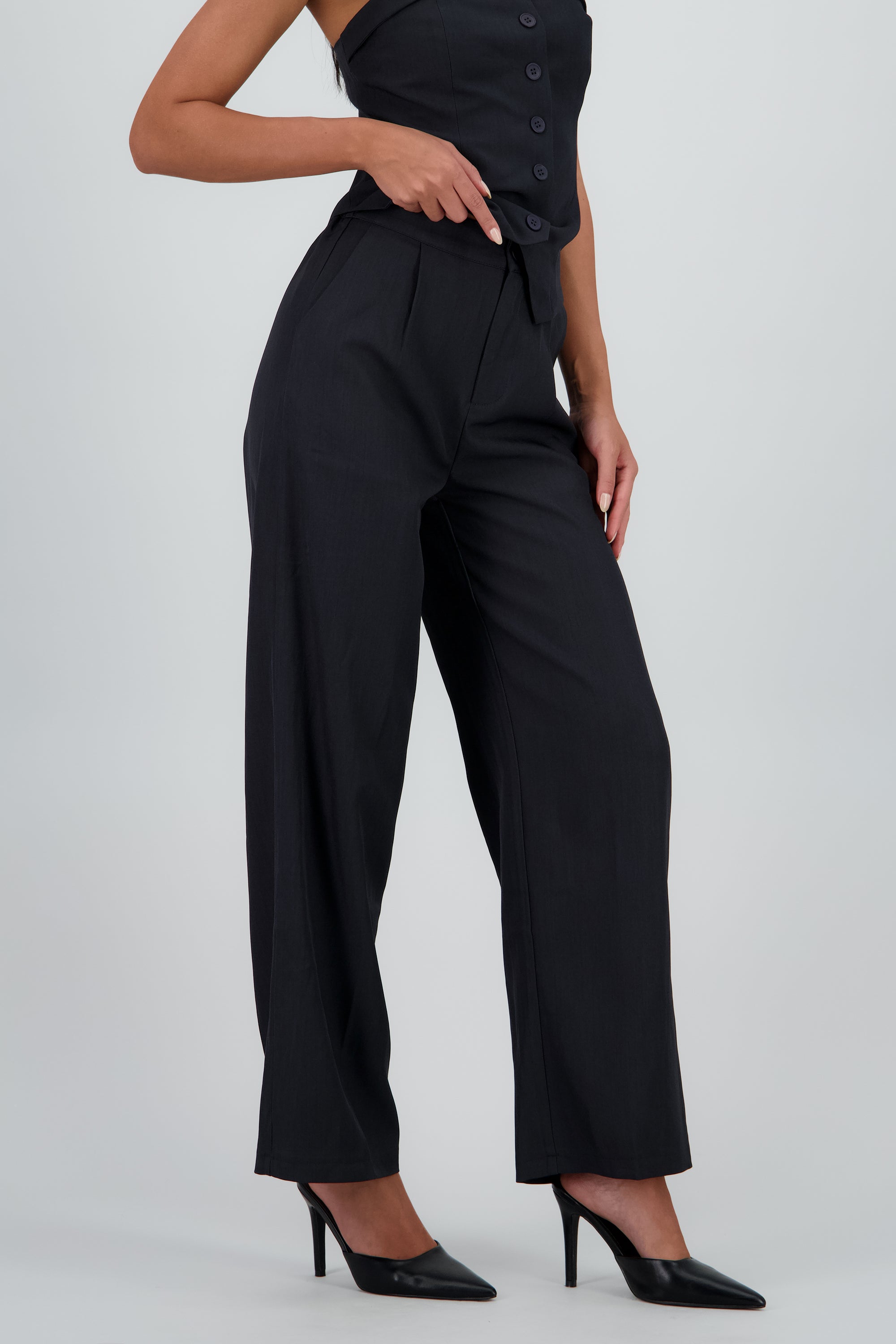 Pantalón recto con botón hypsters MARINO