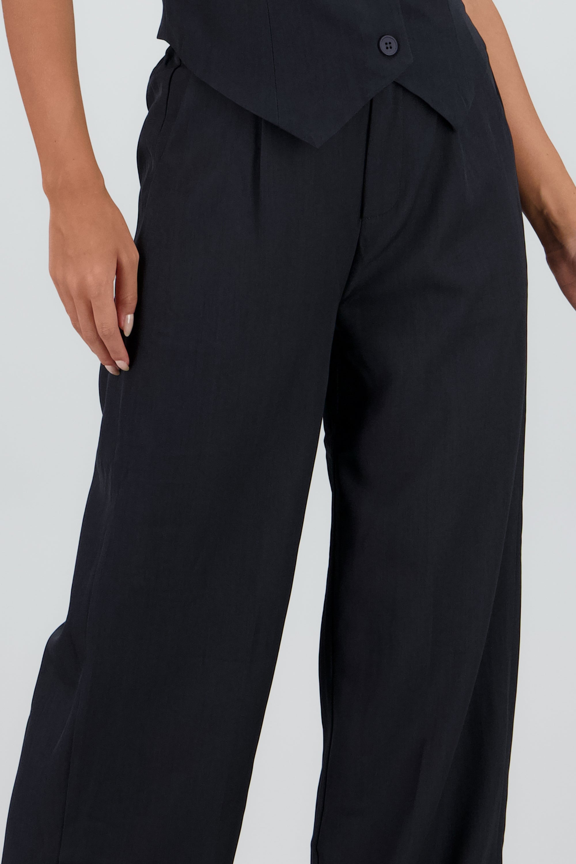Pantalón recto con botón hypsters MARINO