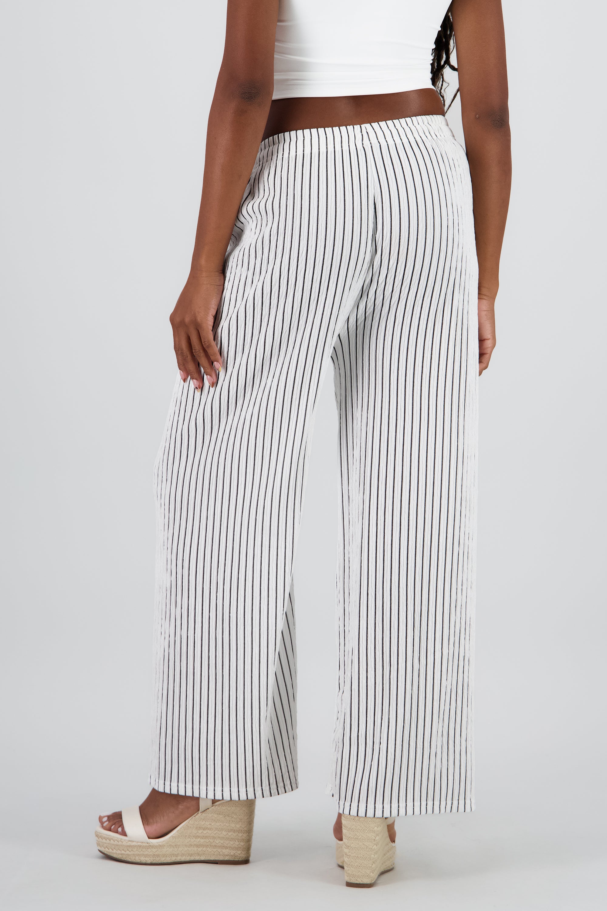 Pantalon rayas fluido HUESO COMBO