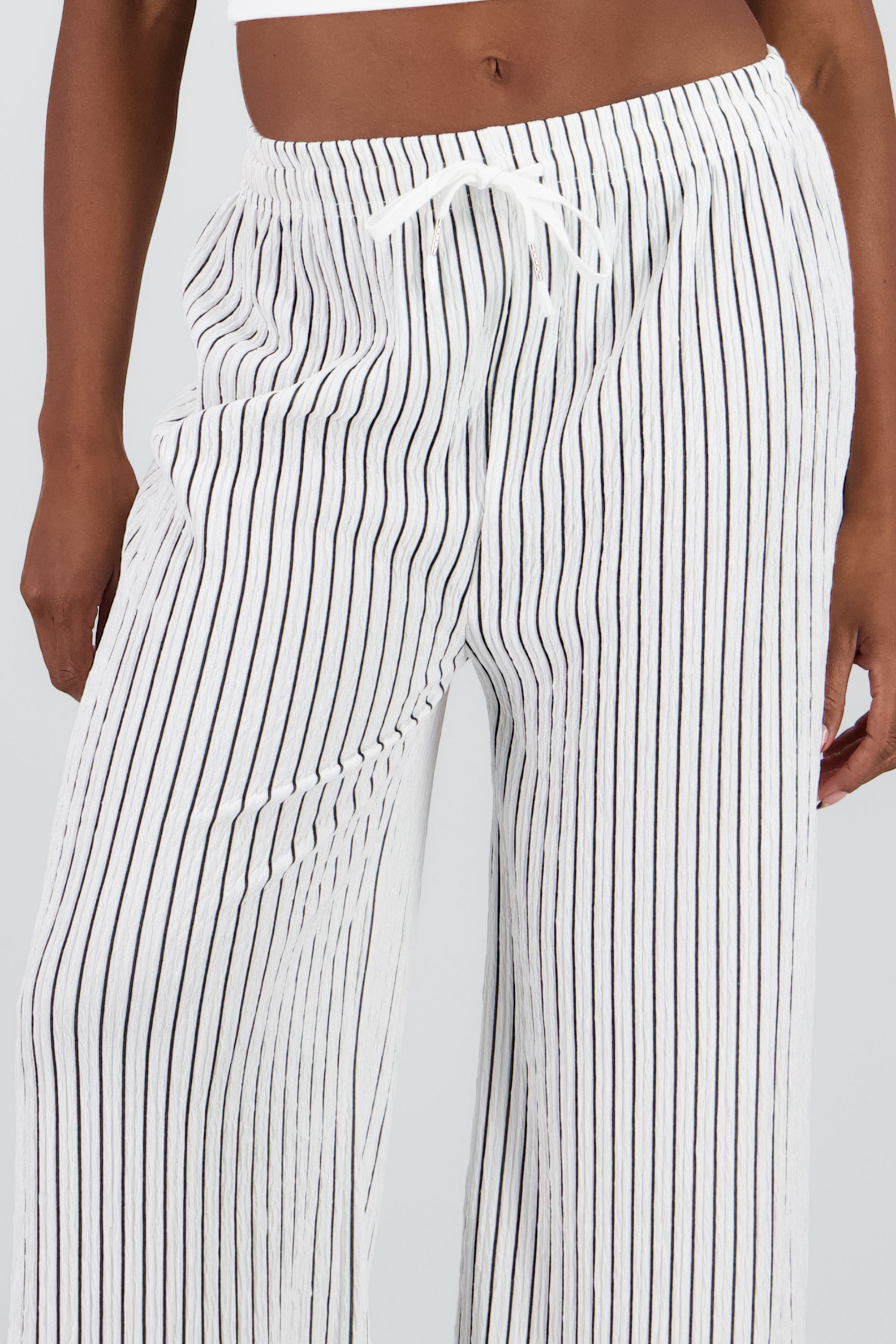 Pantalon rayas fluido HUESO COMBO
