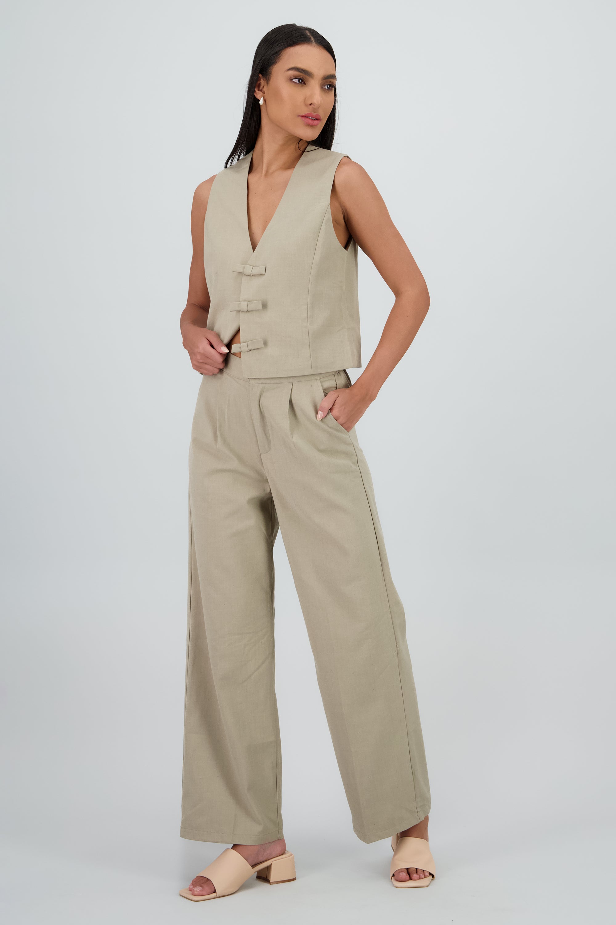 Pantalon sastre wide leg Hypsters KHAKI