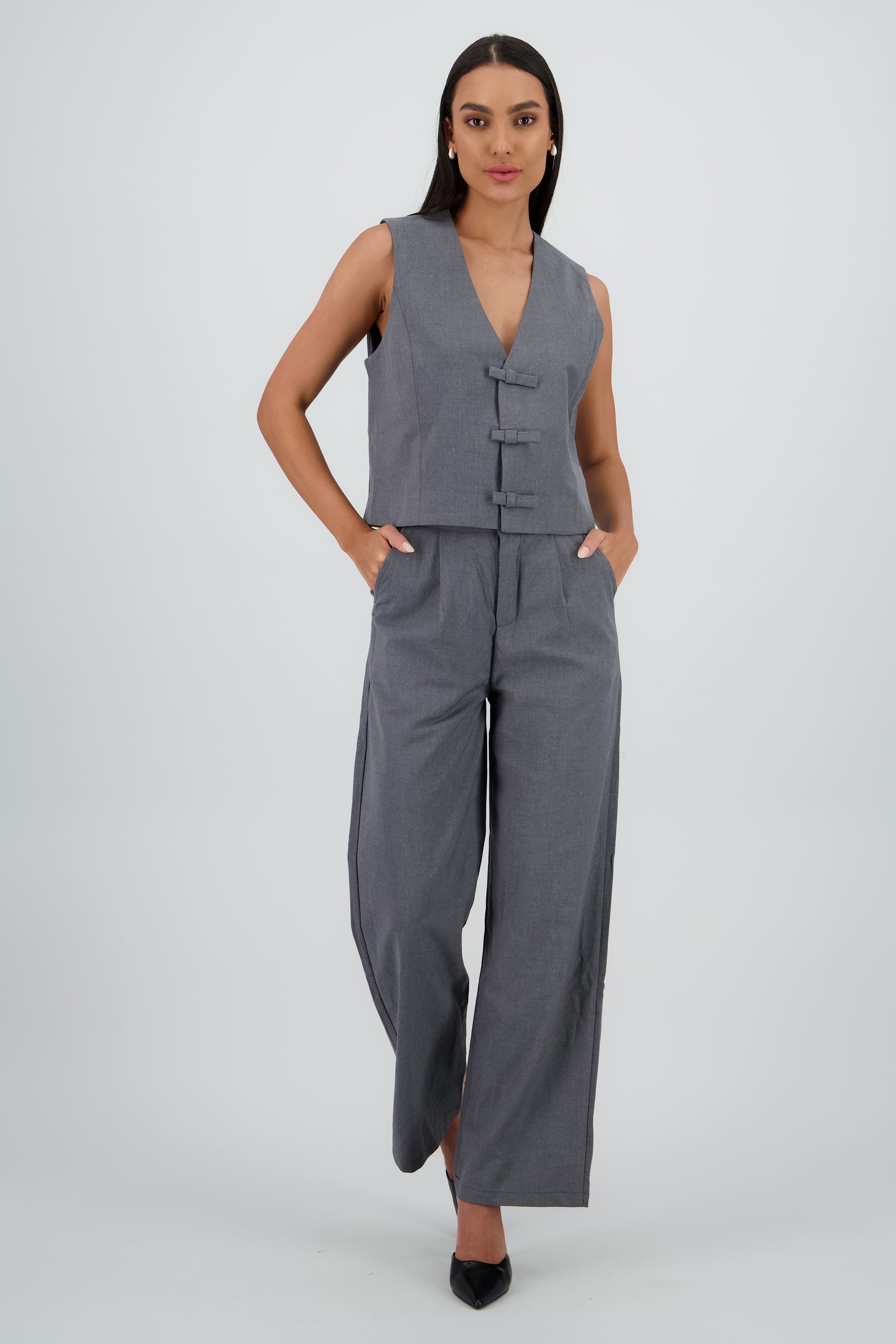 Pantalon sastre wide leg Hypsters GRIS