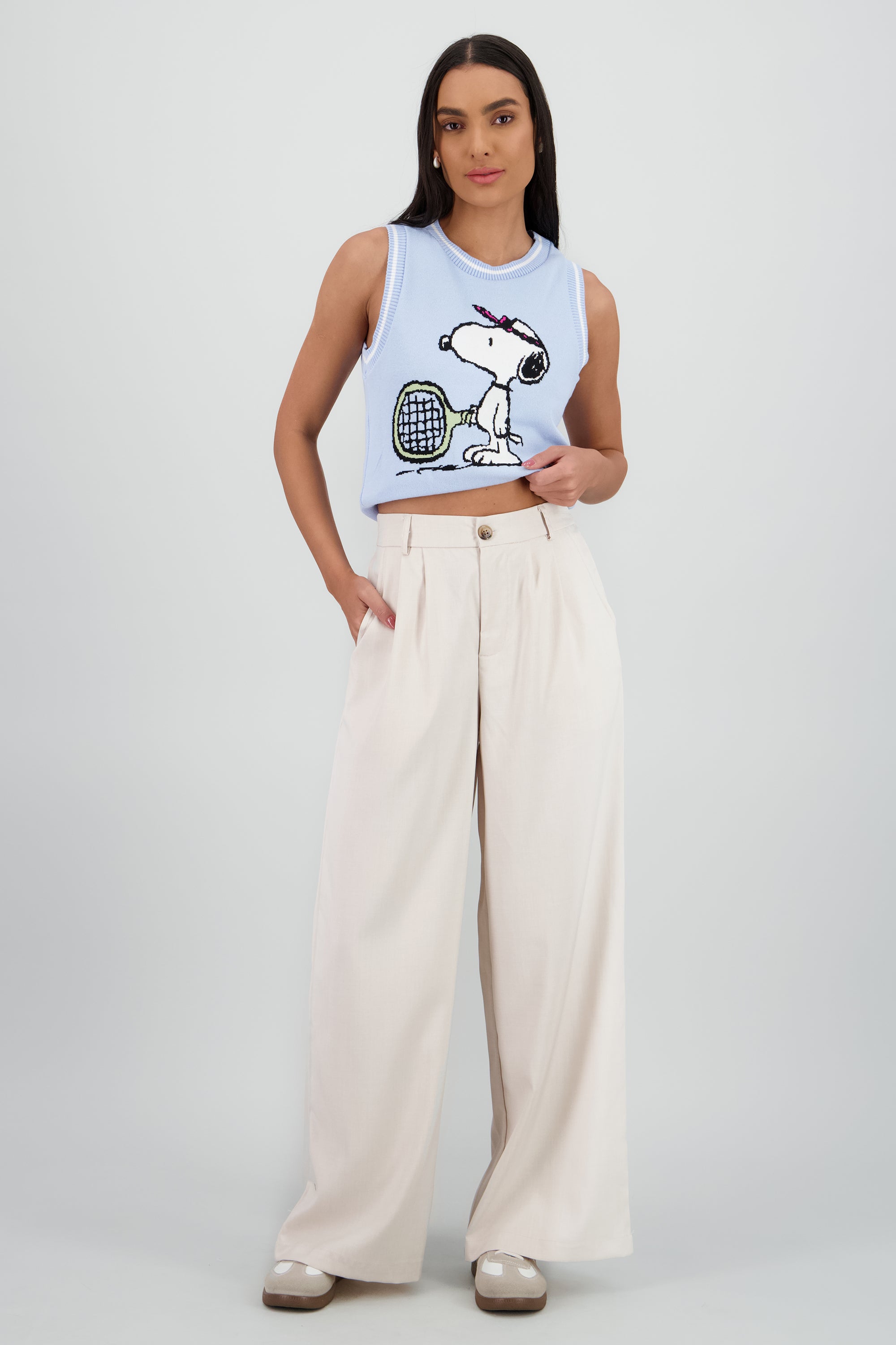Pantalon sastreado detalle pinzas HUESO