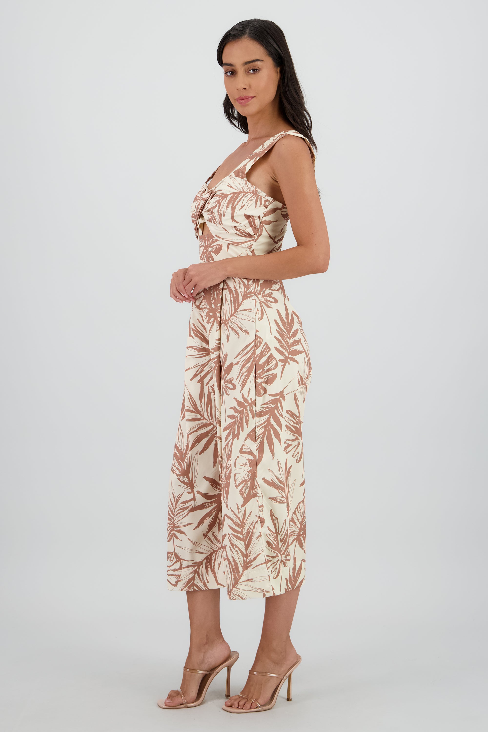 Vestido copas tropical HUESO COMBO