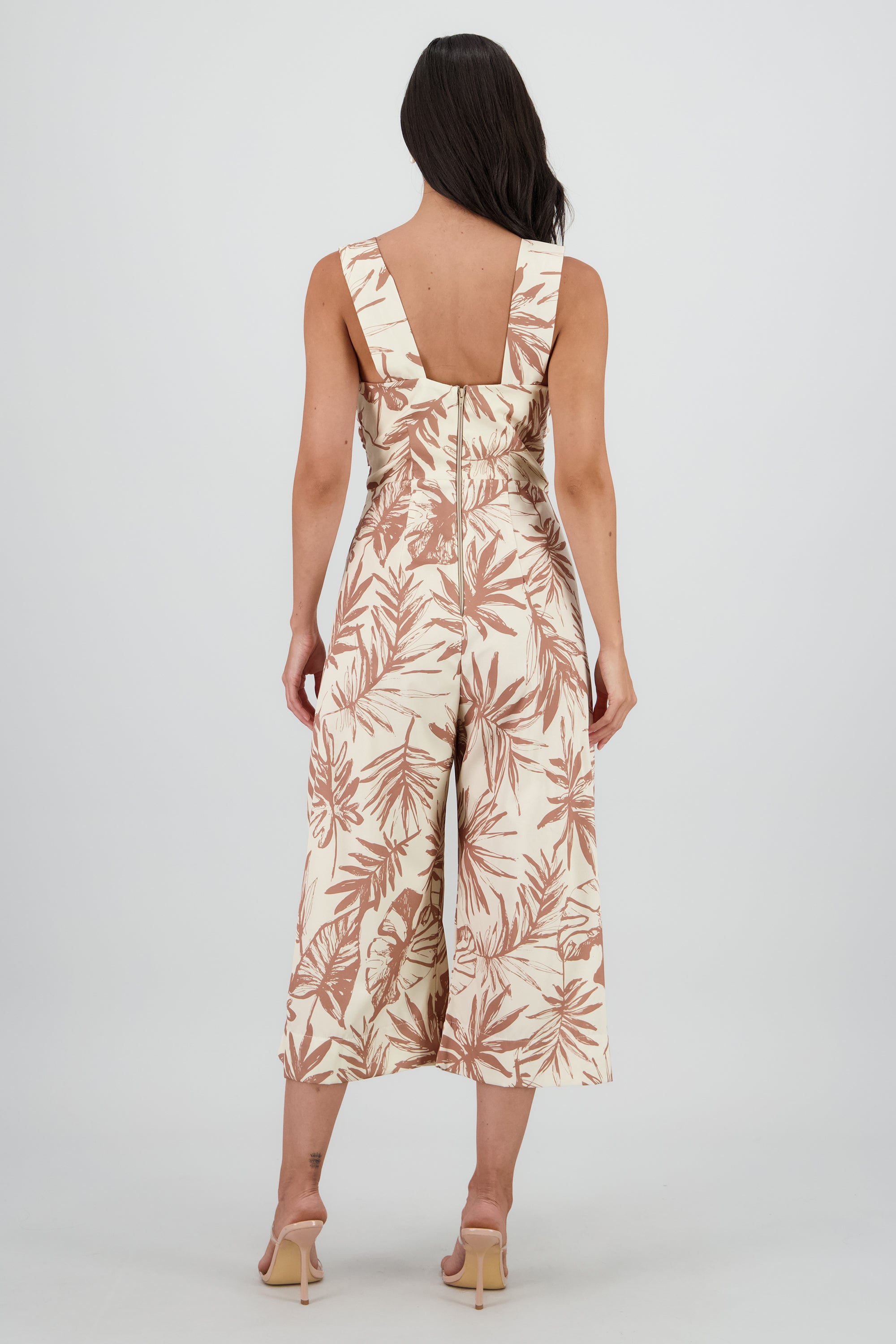 Vestido copas tropical HUESO COMBO