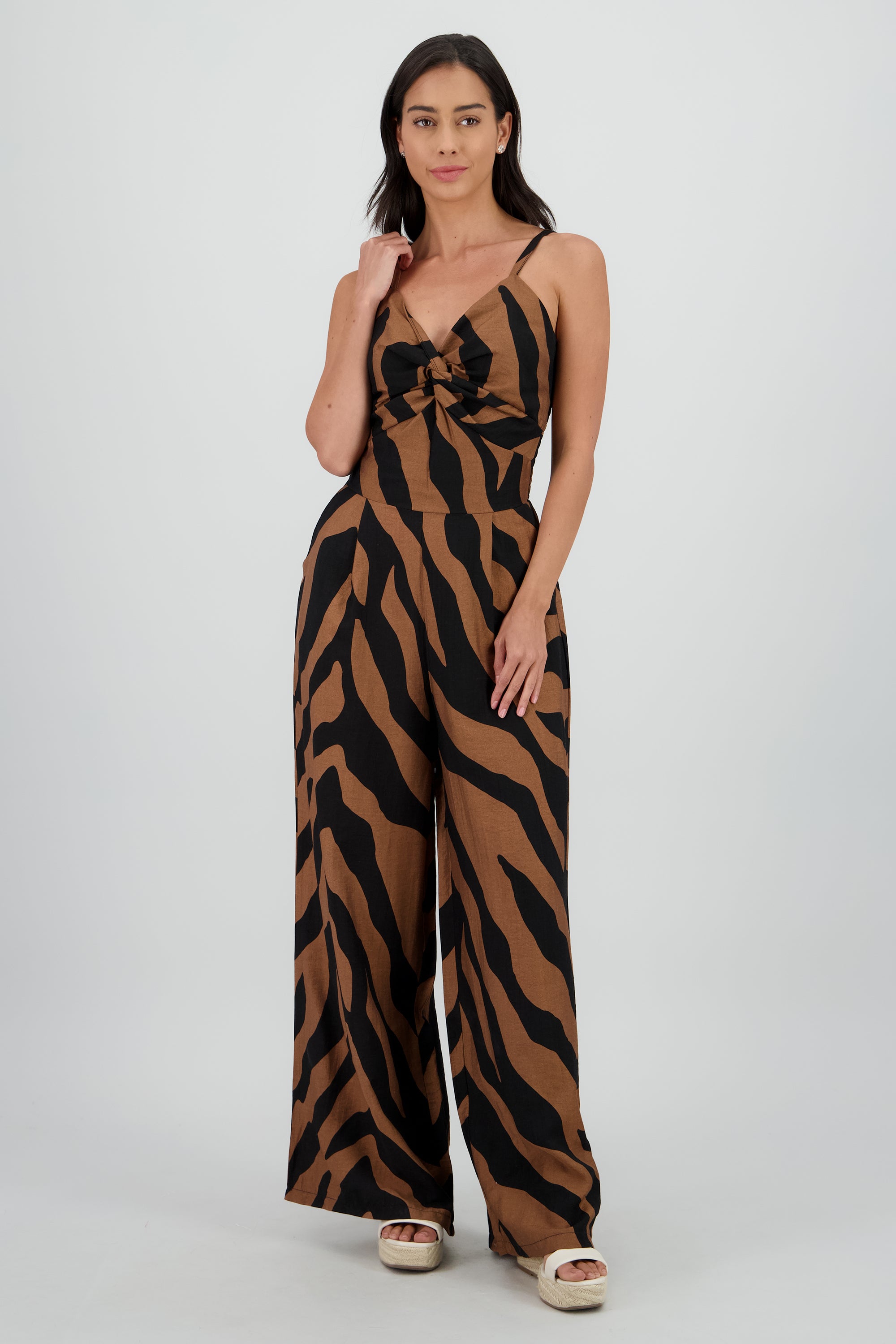 Jumpsuit tirantes estampado detalle nudo CAFE