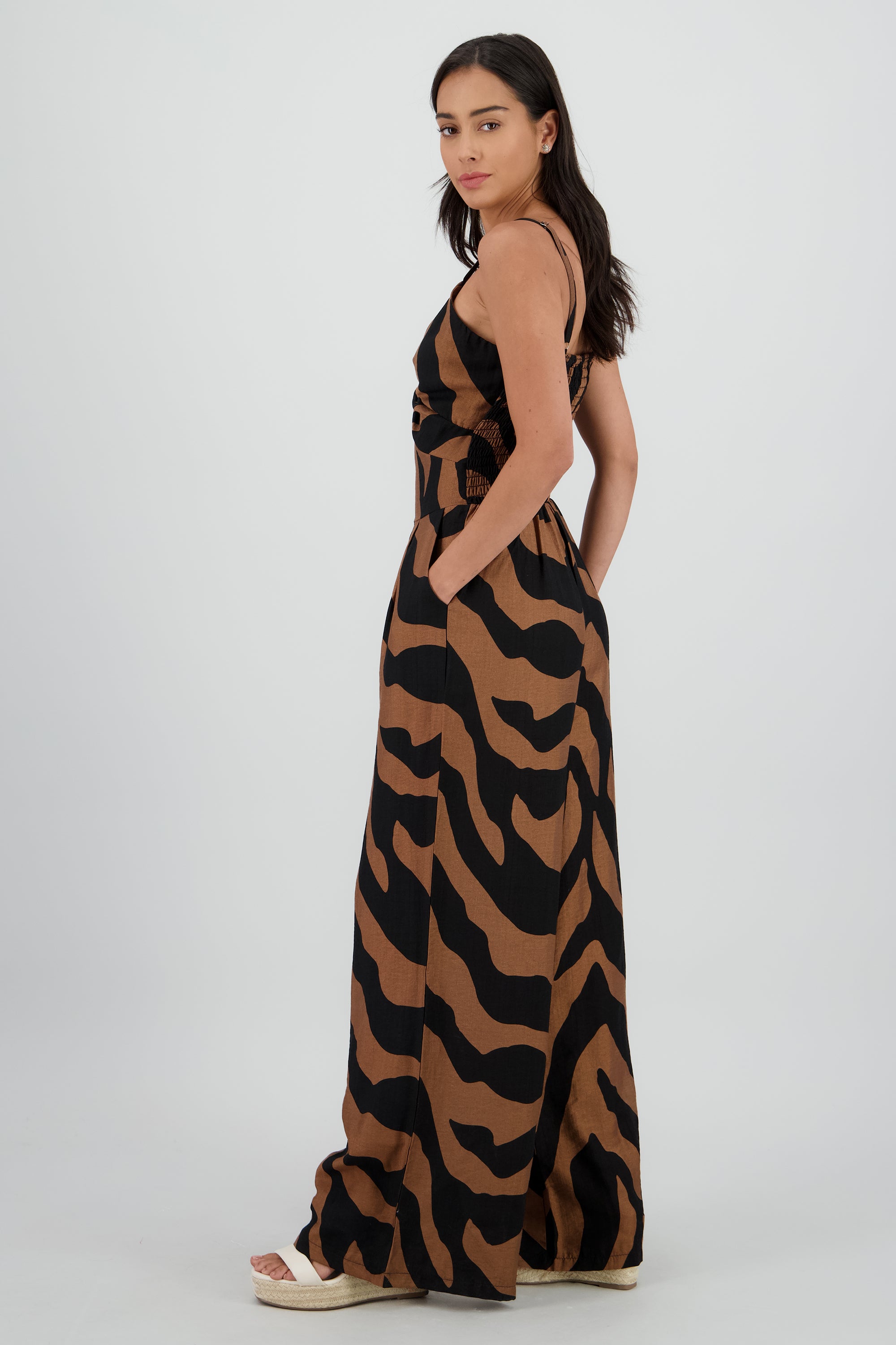 Jumpsuit tirantes estampado detalle nudo CAFE
