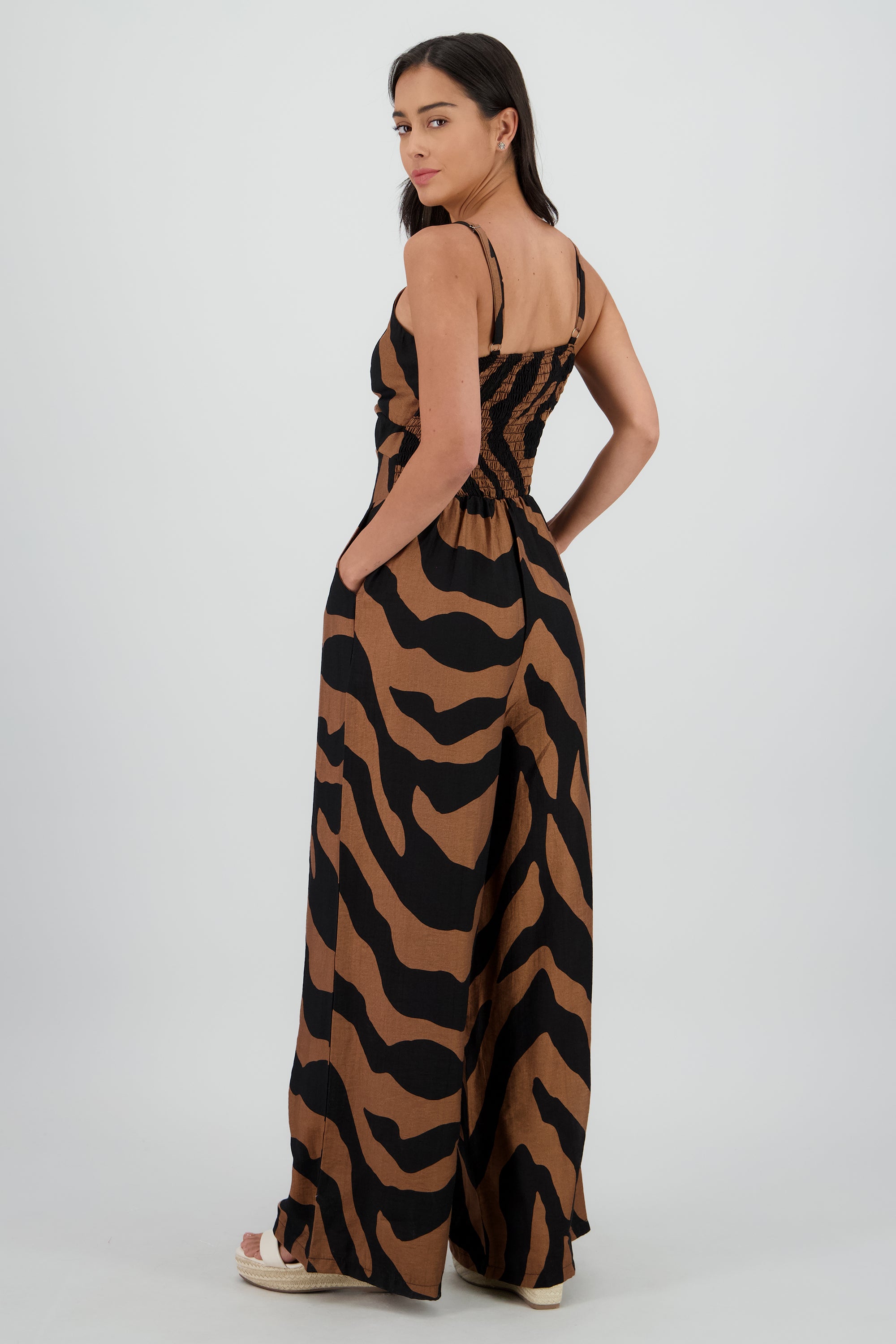 Jumpsuit tirantes estampado detalle nudo CAFE