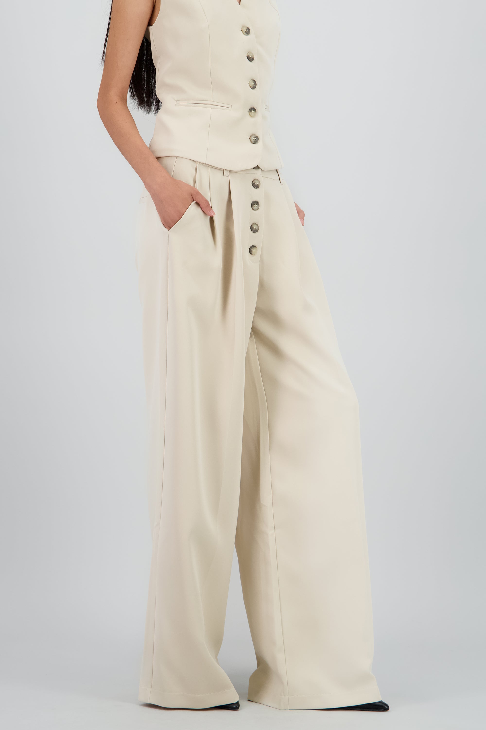 Pantalon sastre con botones Hypsters BEIGE
