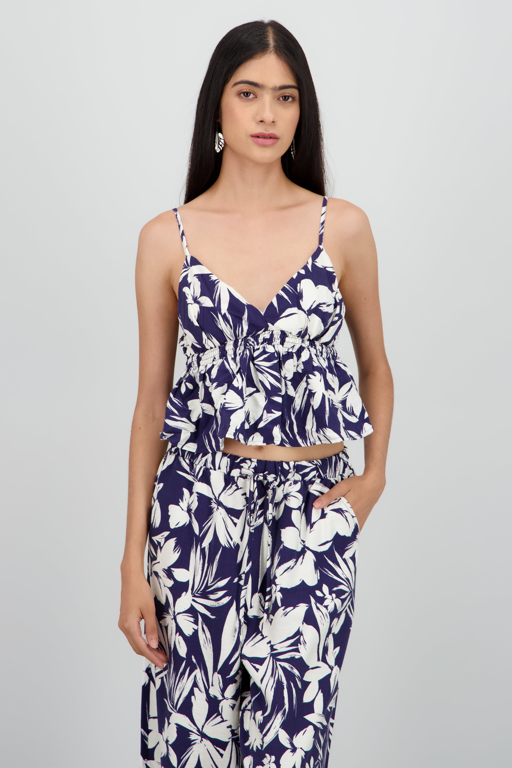 Blusa peplum tirantes estampado MARINO