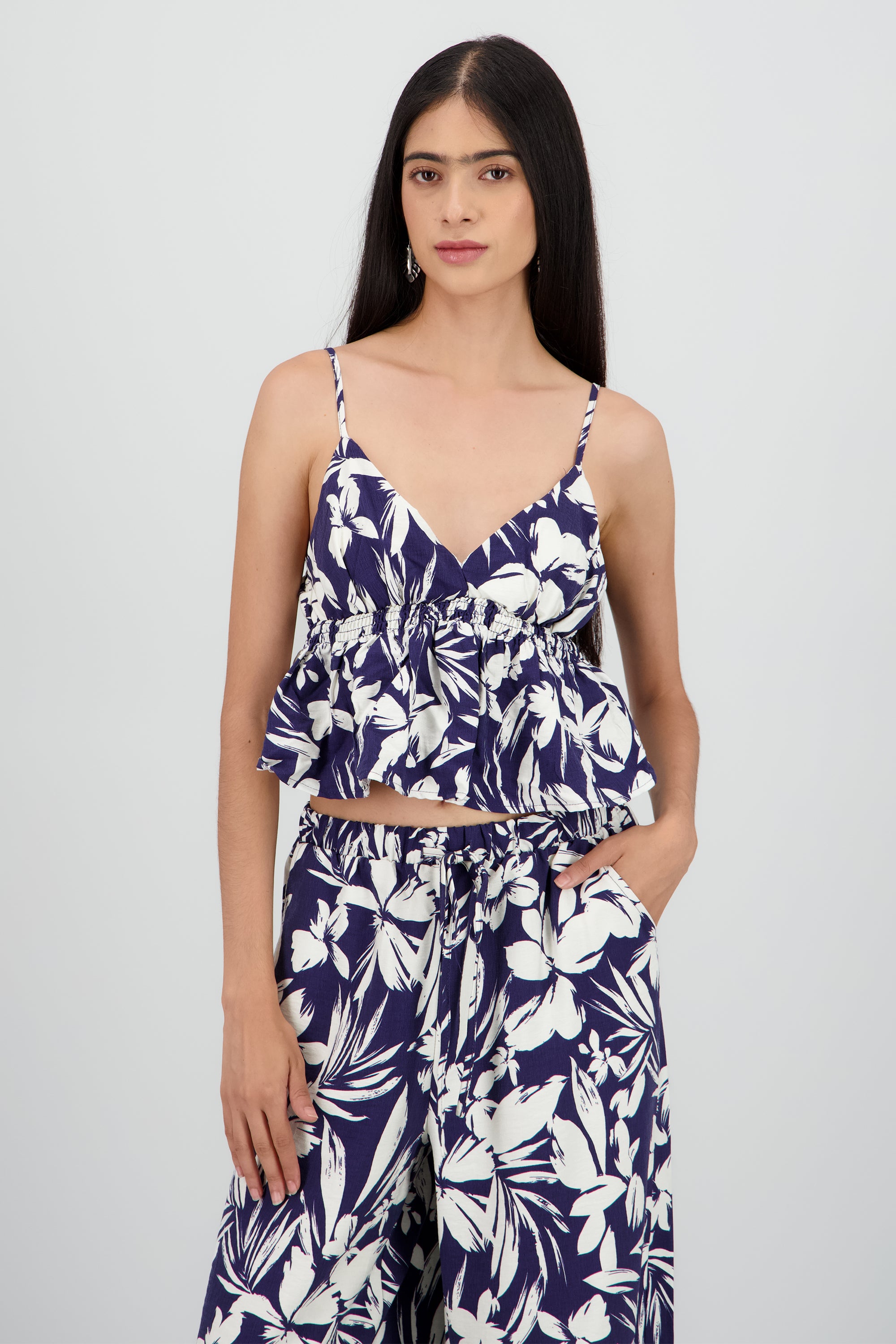 Blusa peplum tirantes estampado MARINO