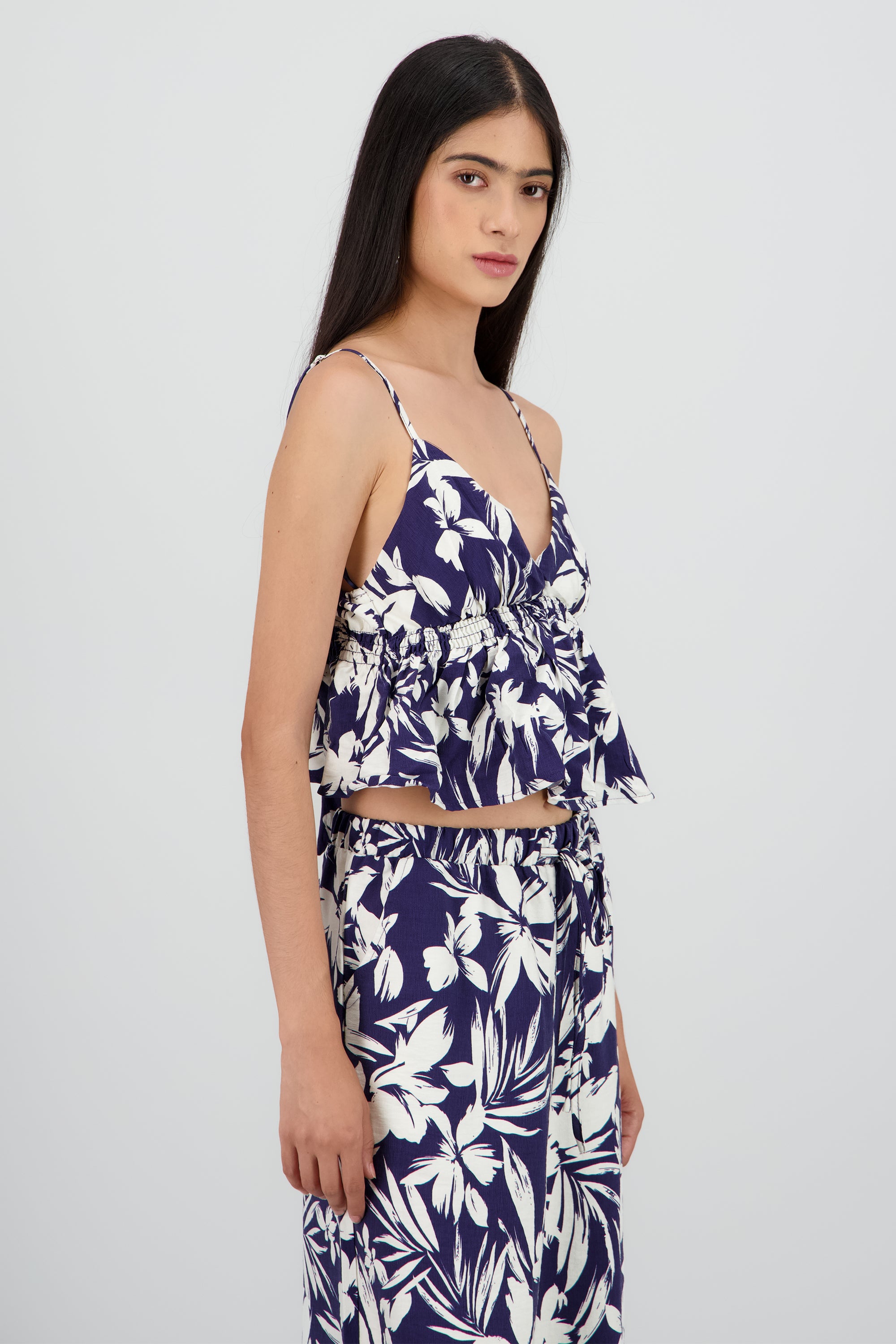 Blusa peplum tirantes estampado MARINO