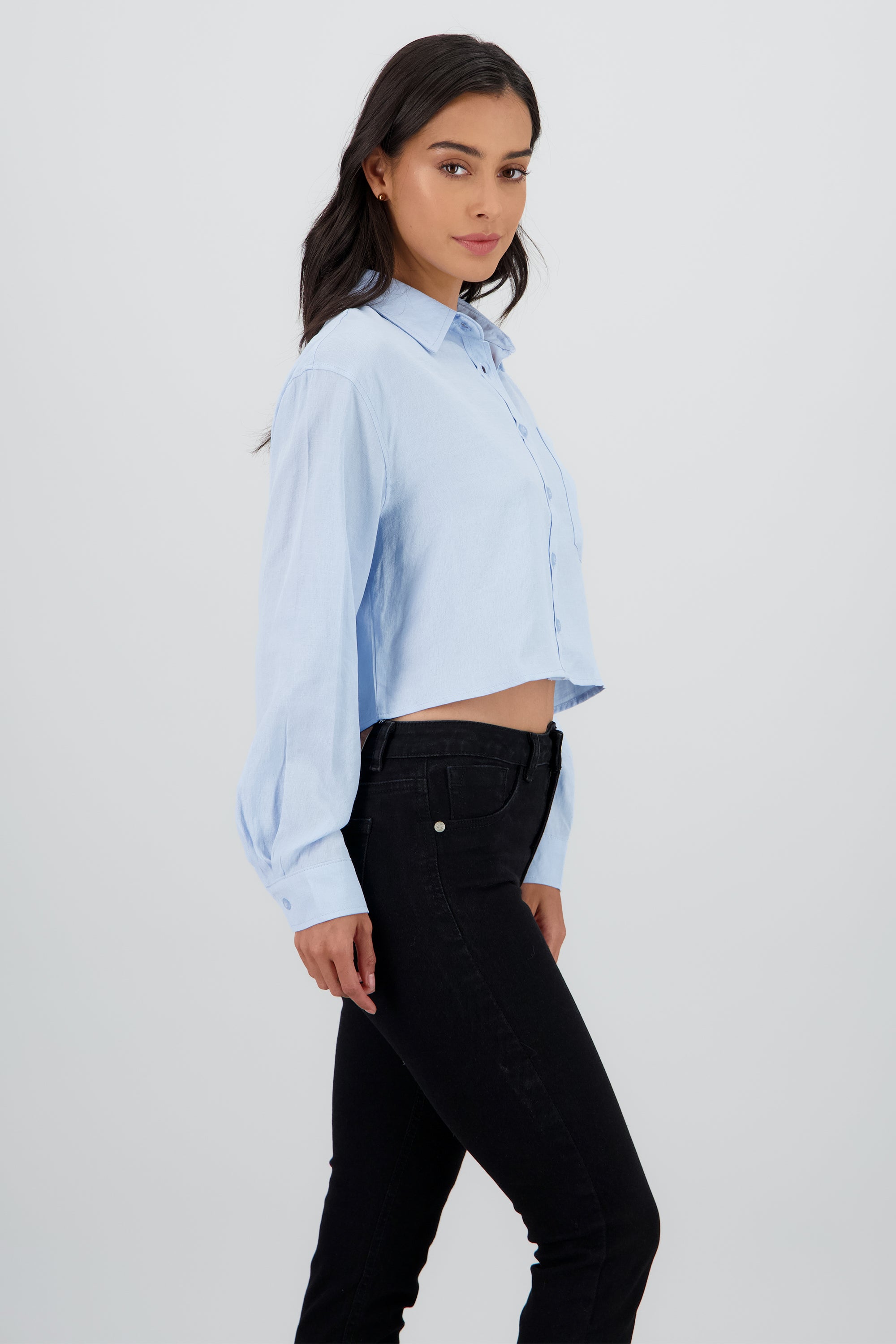 Camisa manga larga botones AZUL CIELO