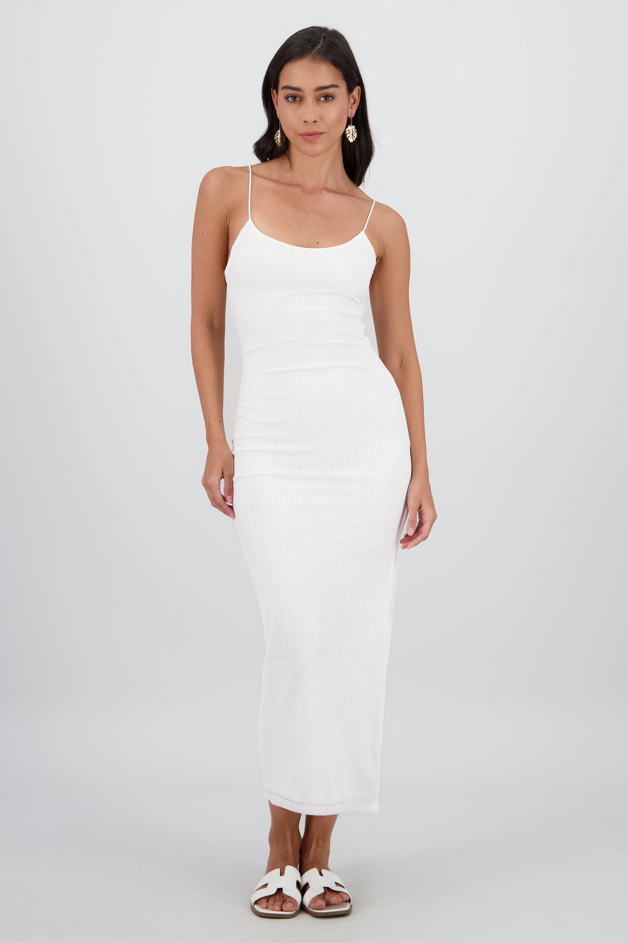 Vestido maxi red textura BLANCO