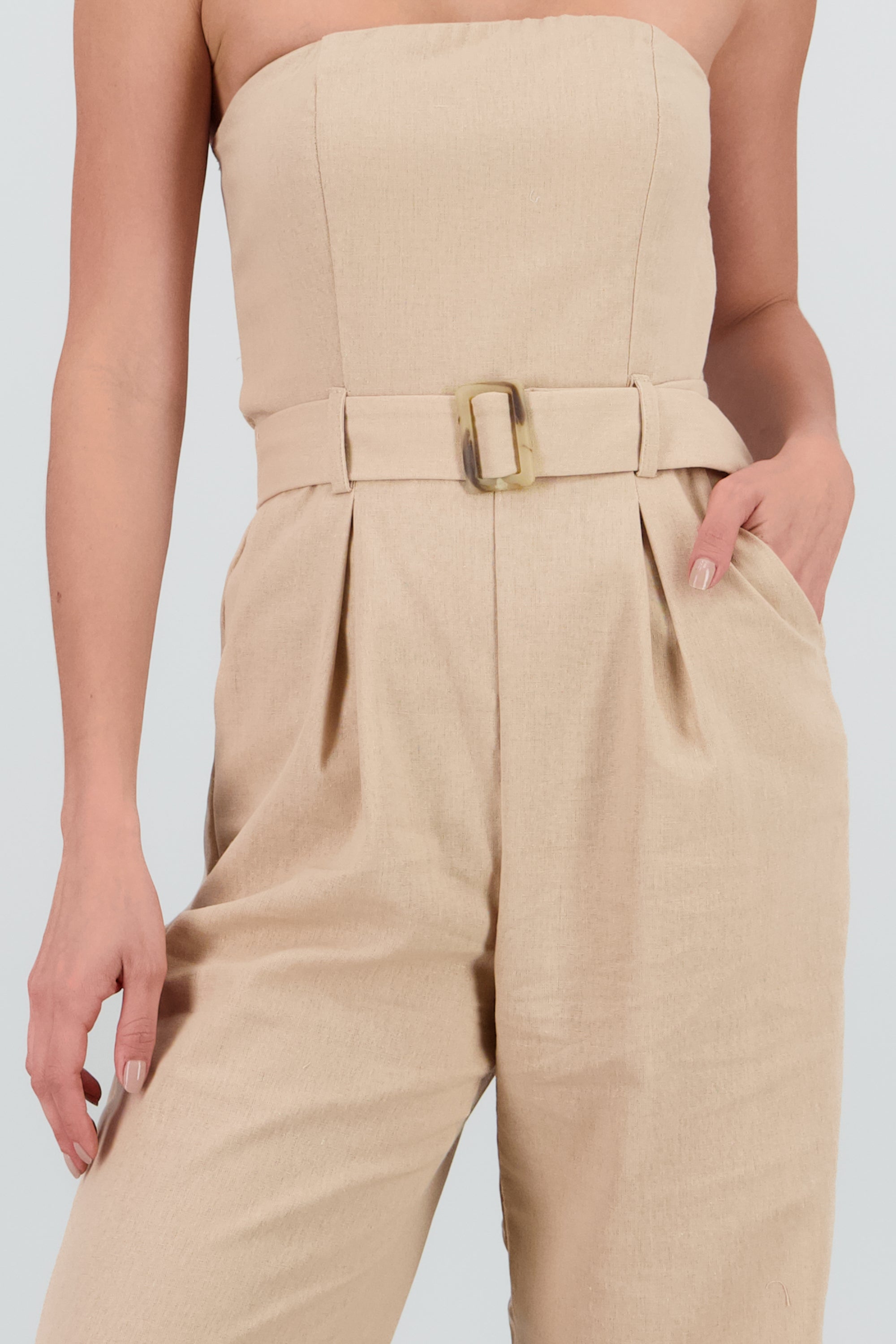 Jumpsuit bandeau con cinturon TAUPE