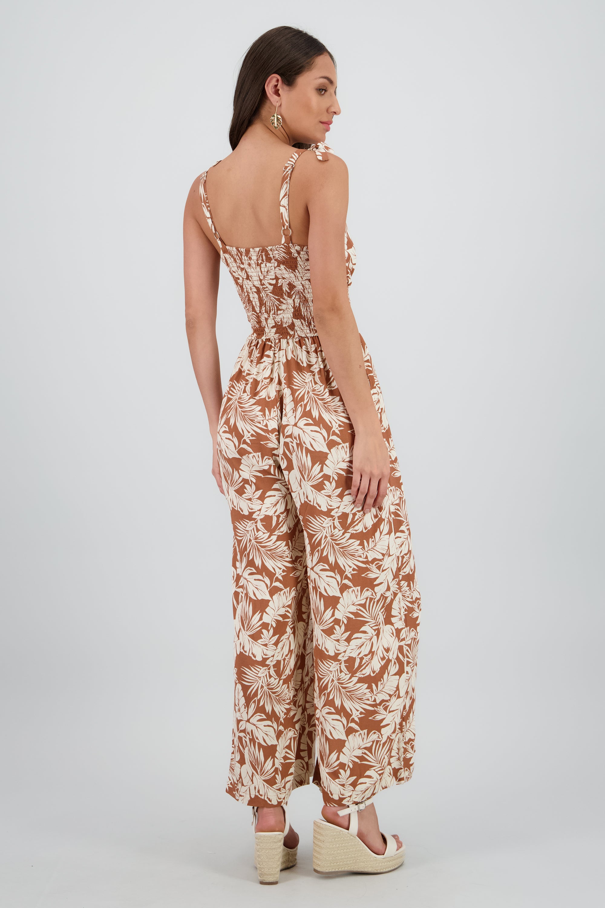 Jumpsuit tirantes amarre tropical LADRILLO