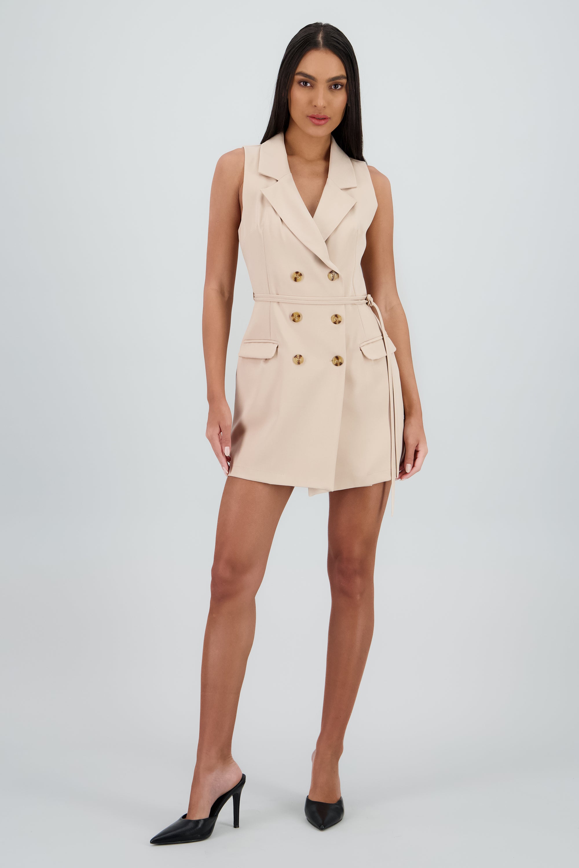 Vestido blazer botones BEIGE