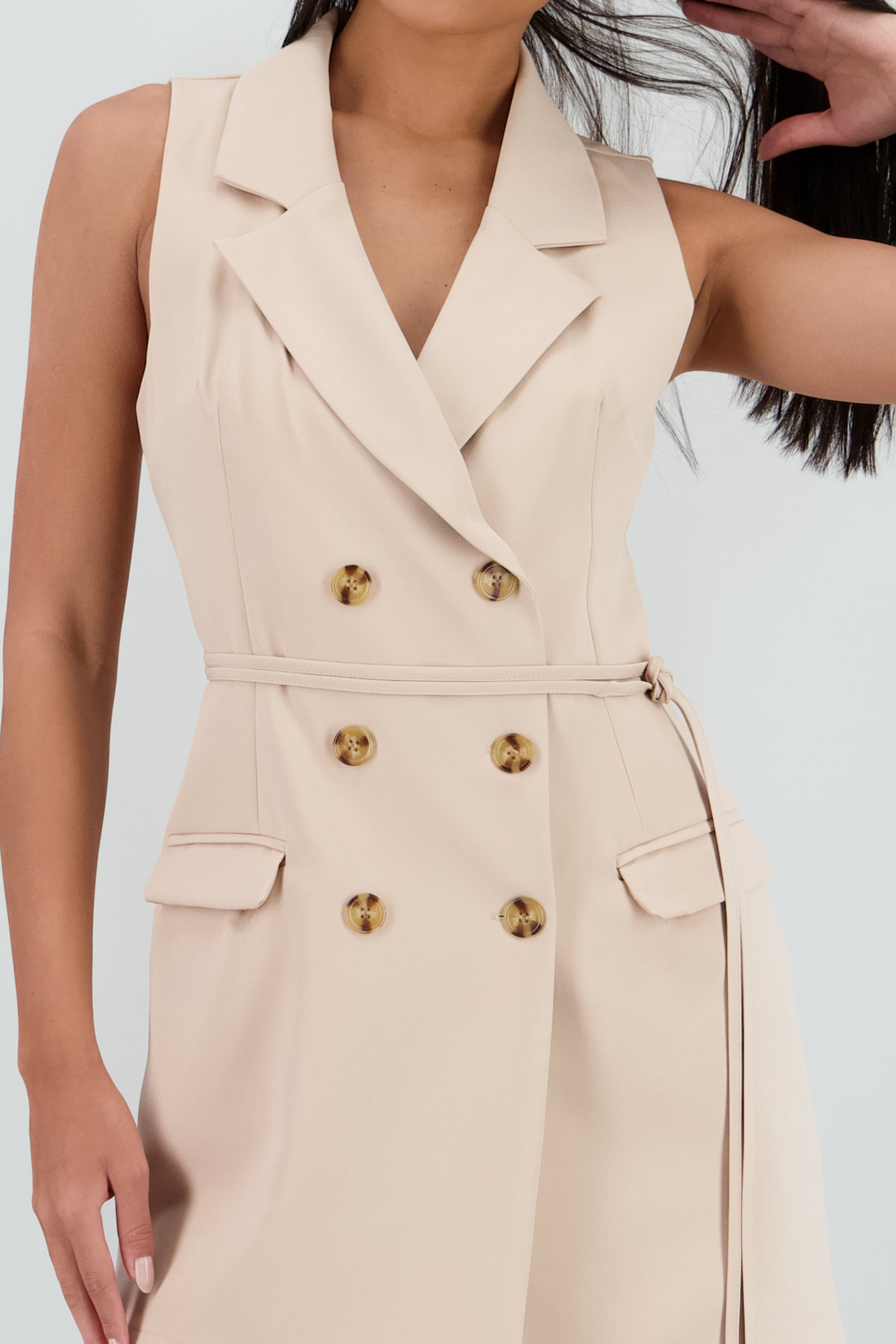 Vestido blazer botones BEIGE