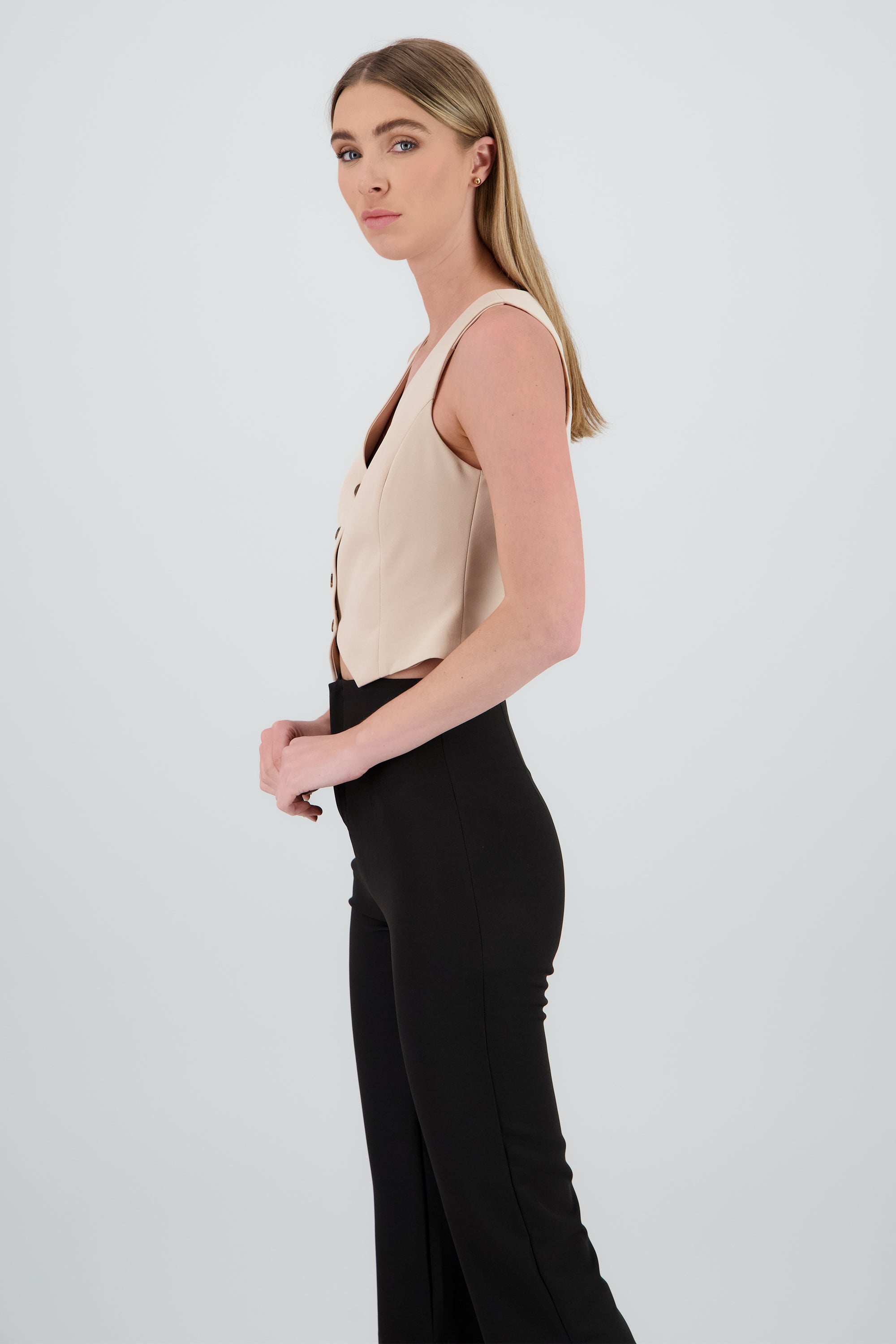 Chaleco escote v KHAKI