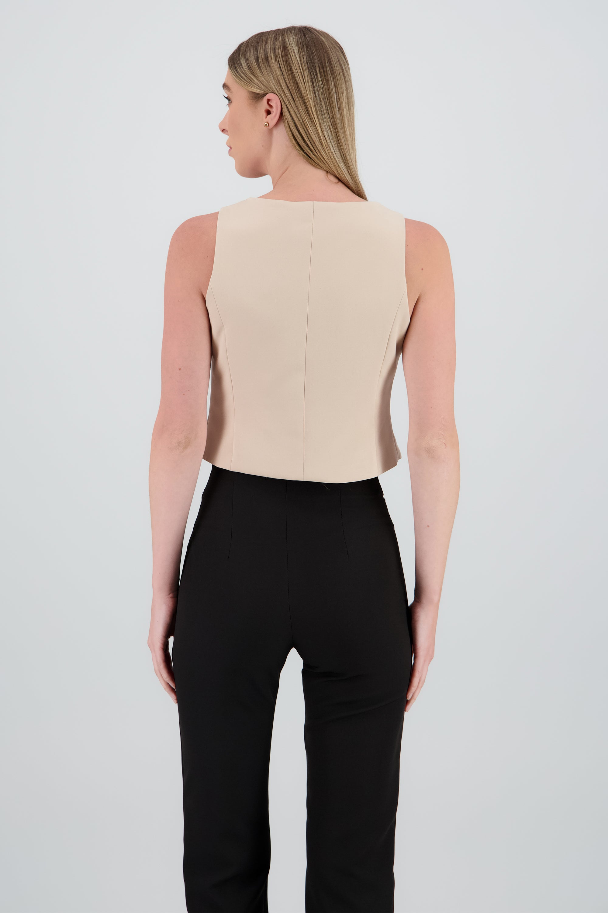 Chaleco escote v KHAKI