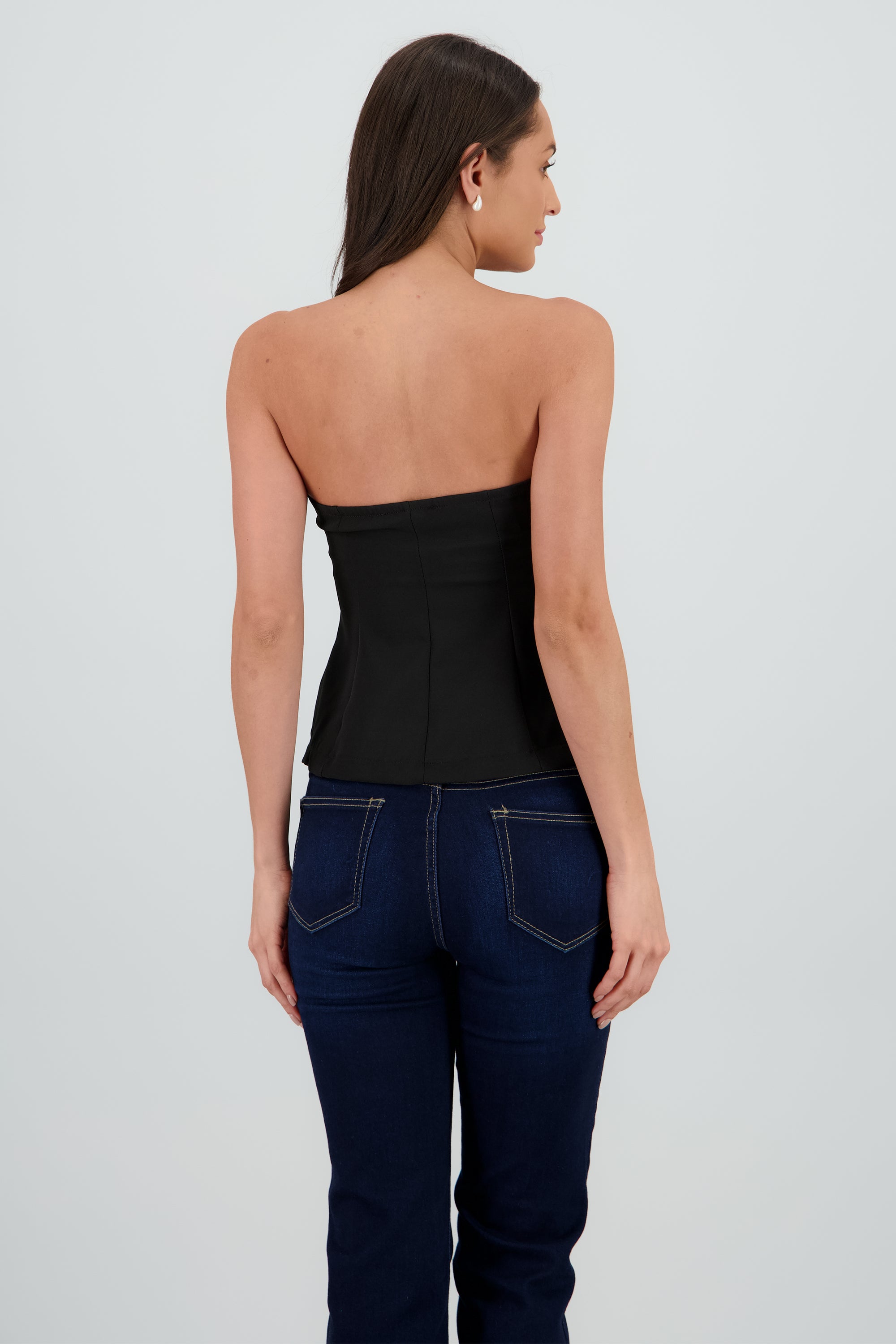Top bandeau sastre con botones NEGRO
