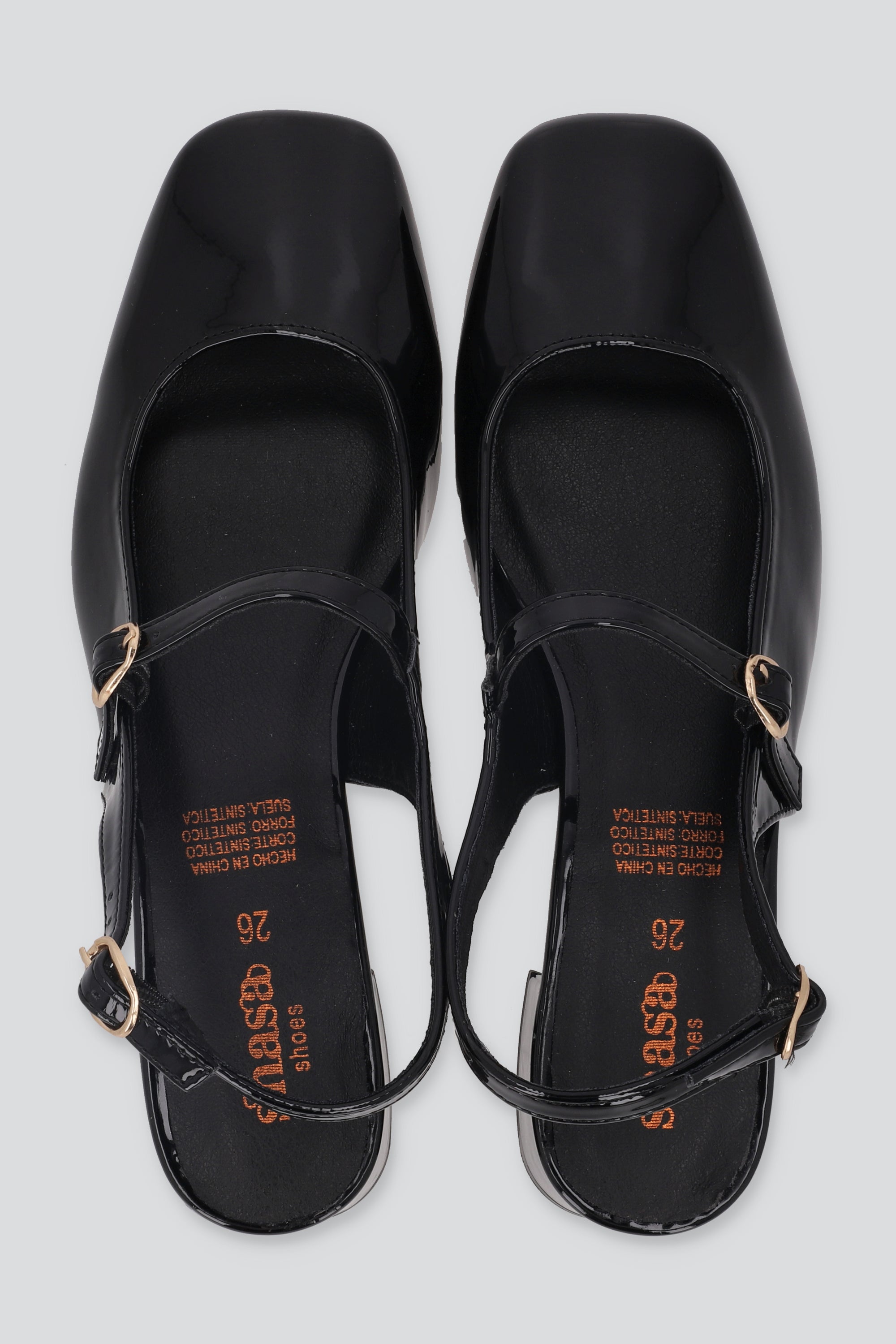 Tacón mini mary jane sling back charol NEGRO