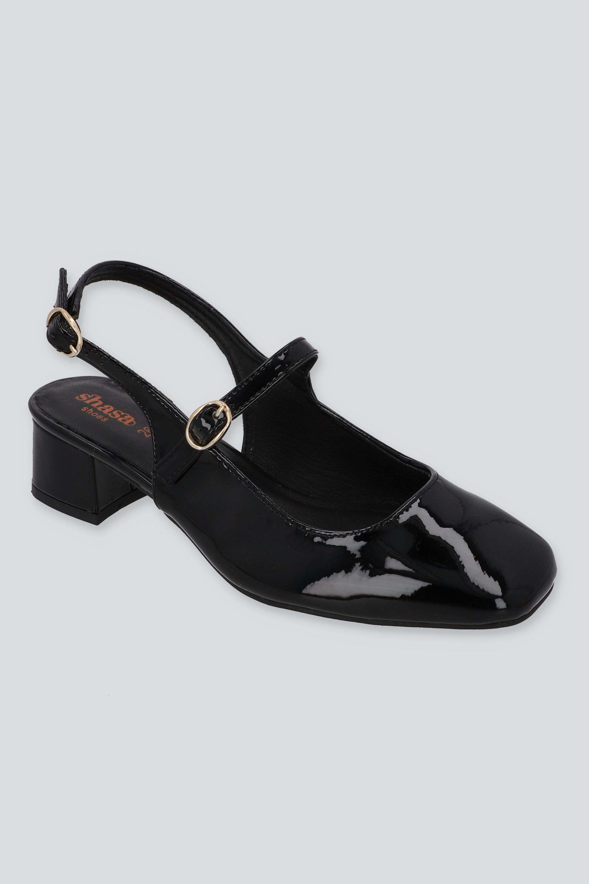 Tacón mini mary jane sling back charol NEGRO