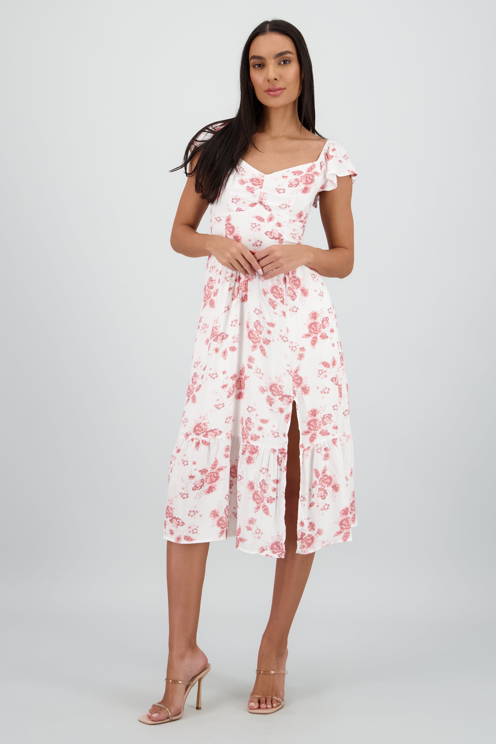Vestido midi flores ROSA COMBO