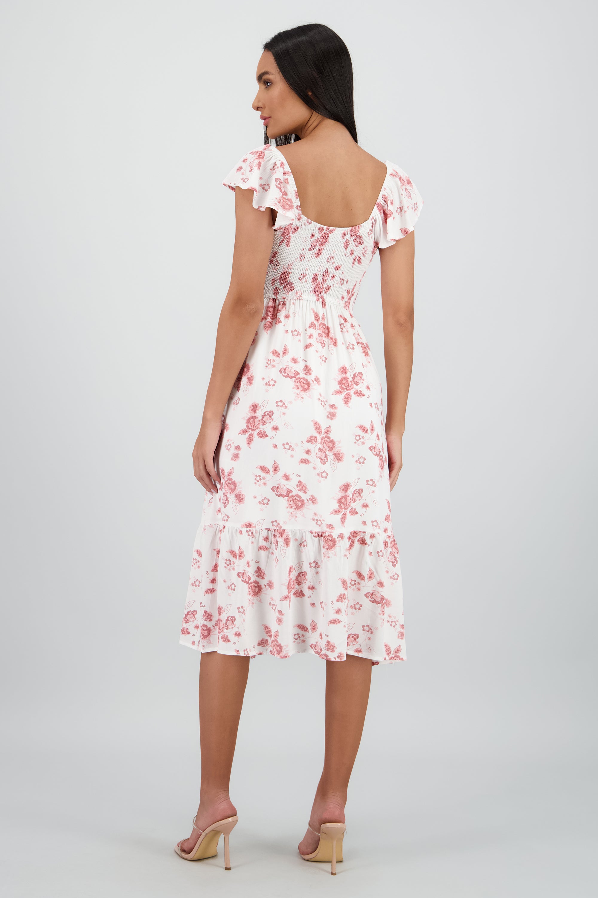 Vestido midi flores ROSA COMBO