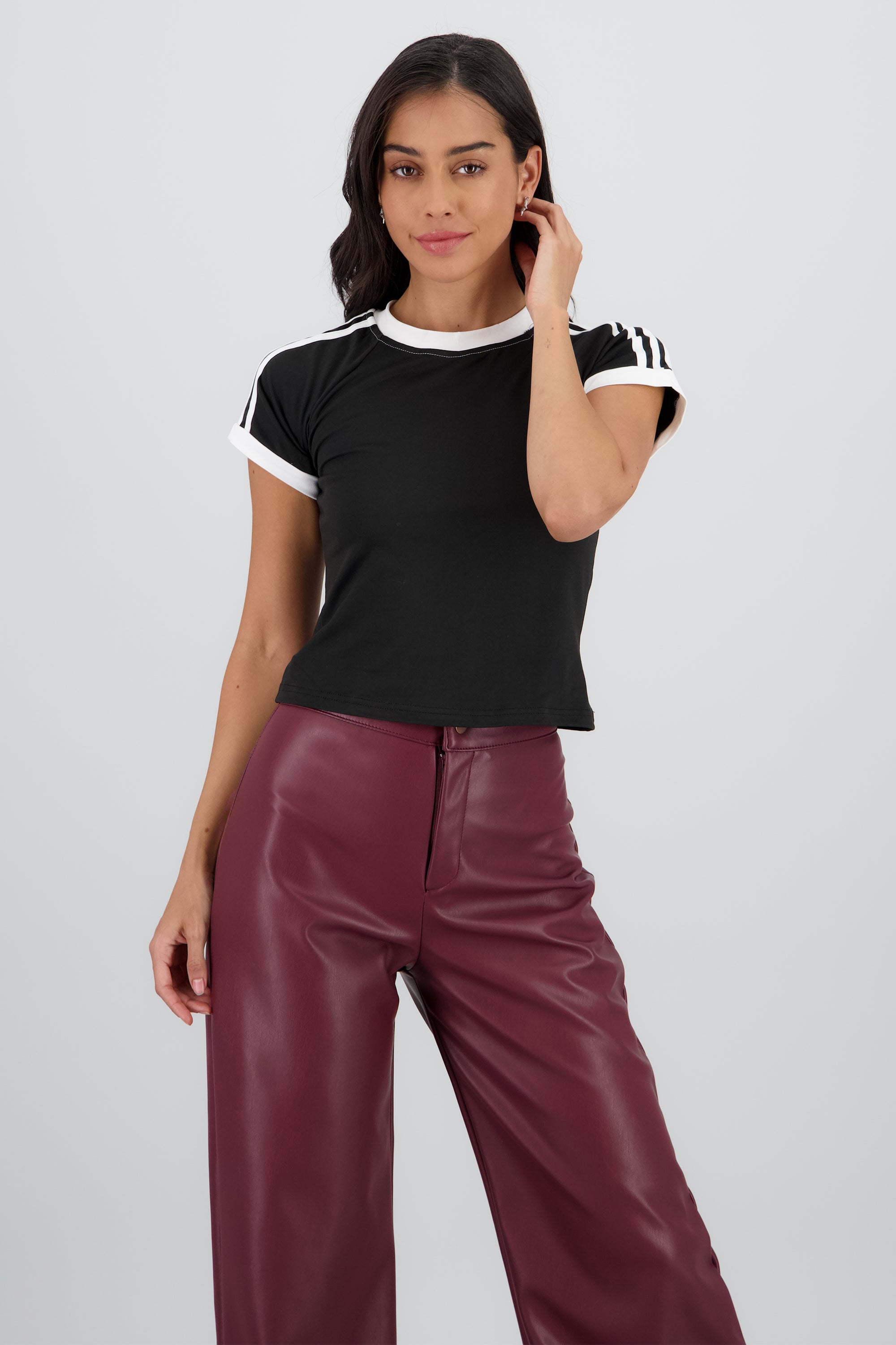 Playera con rayas contraste NEGRO COMBO