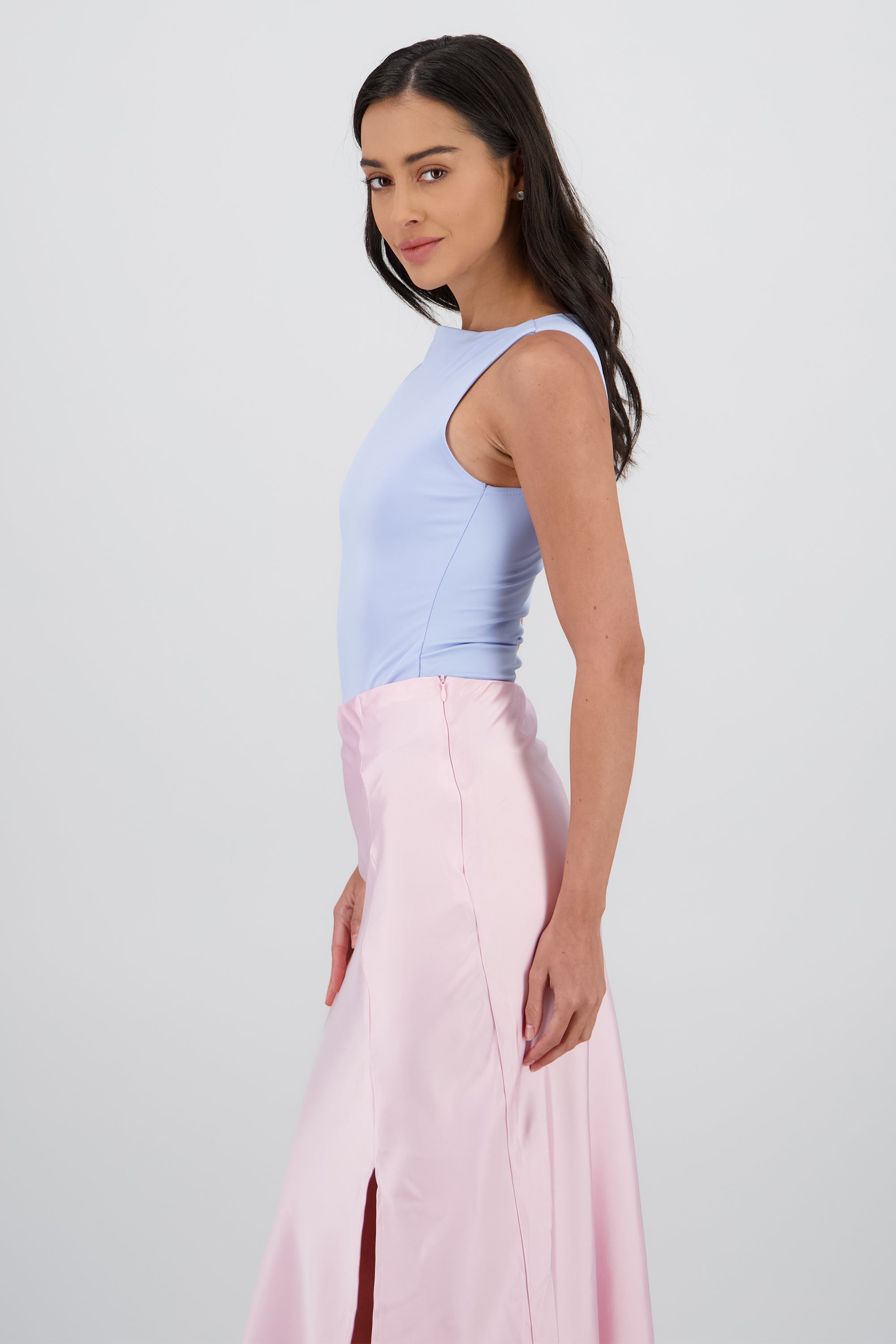 Body doble tela escote recto AZUL PASTEL