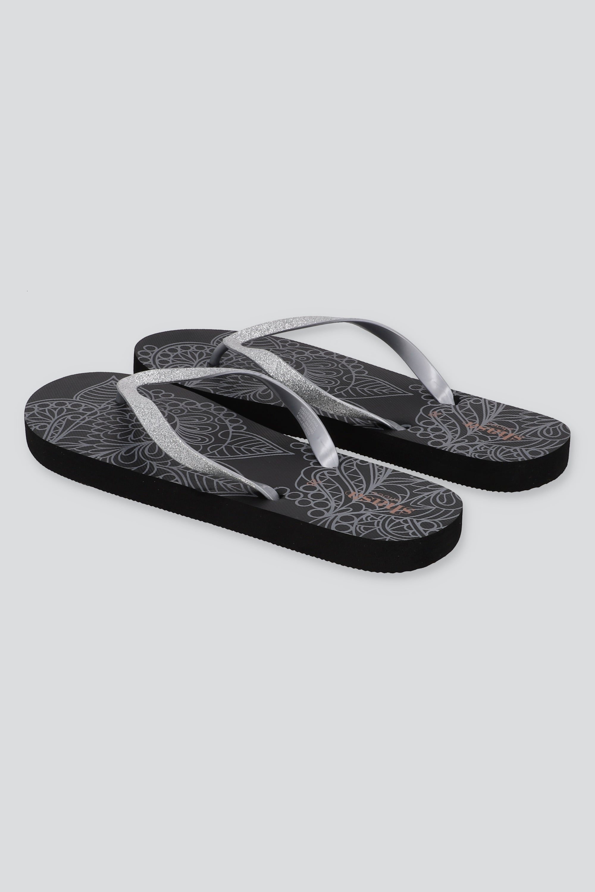 FLIP FLOP FLORAL GLITTER NEGRO