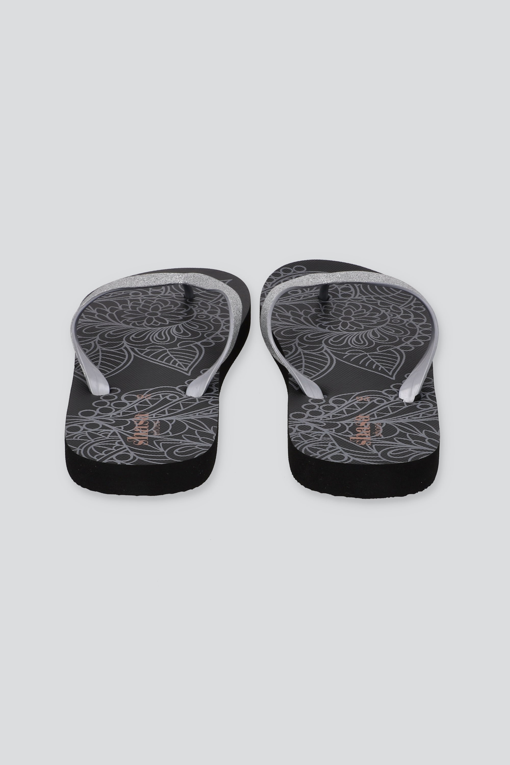 FLIP FLOP FLORAL GLITTER NEGRO