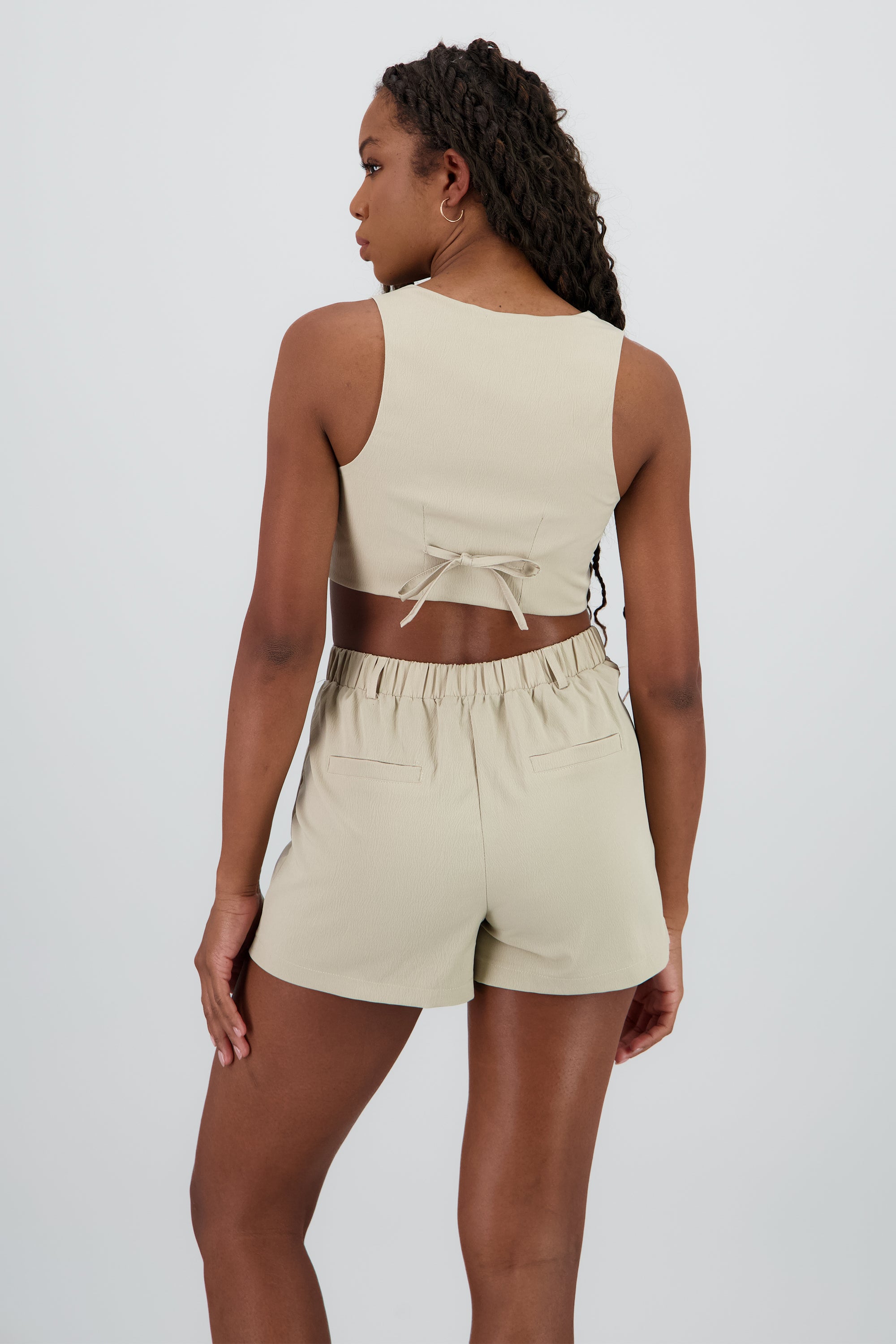 Chaleco corto con textura TAUPE