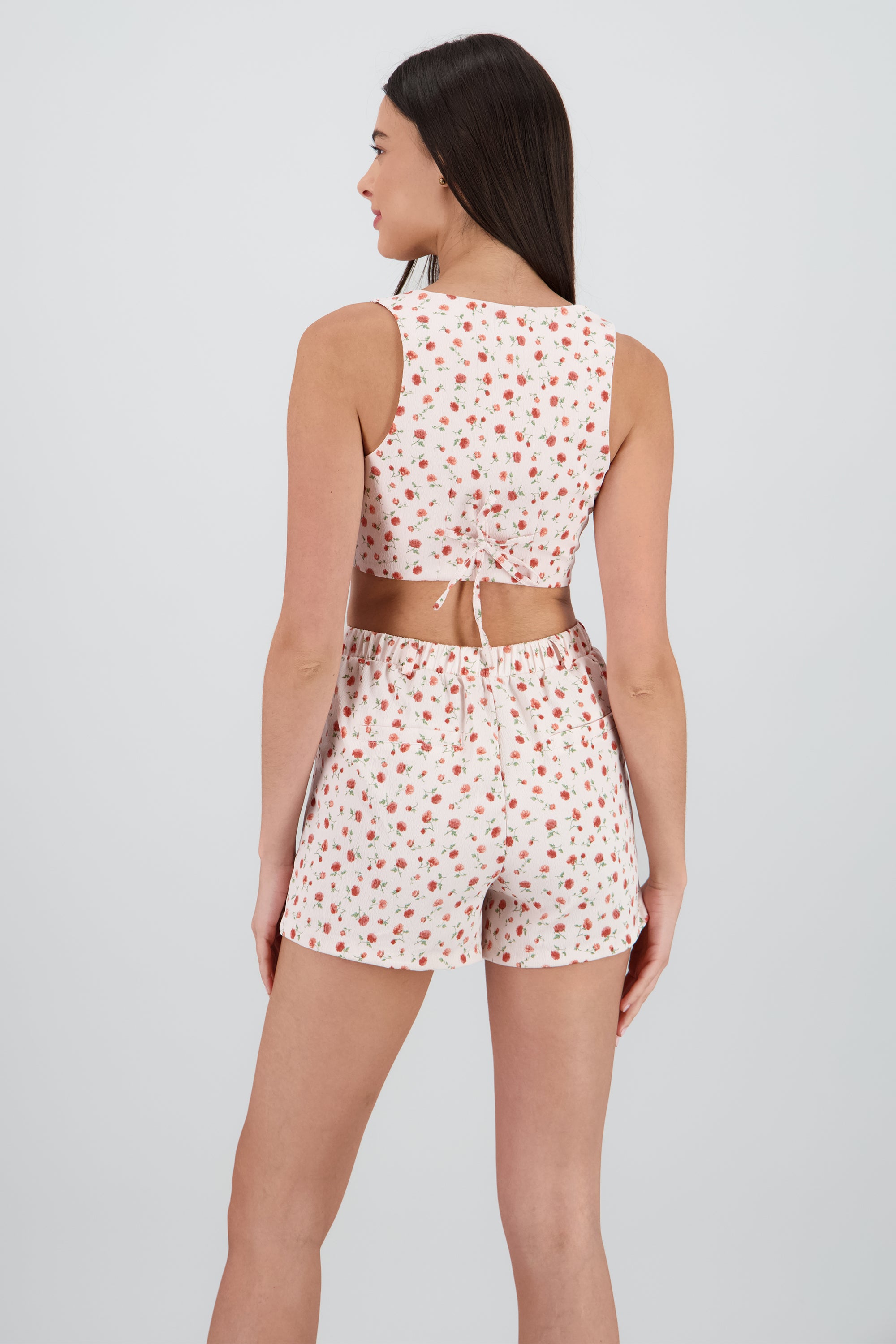 Chaleco corto estampado rosas ROSA COMBO