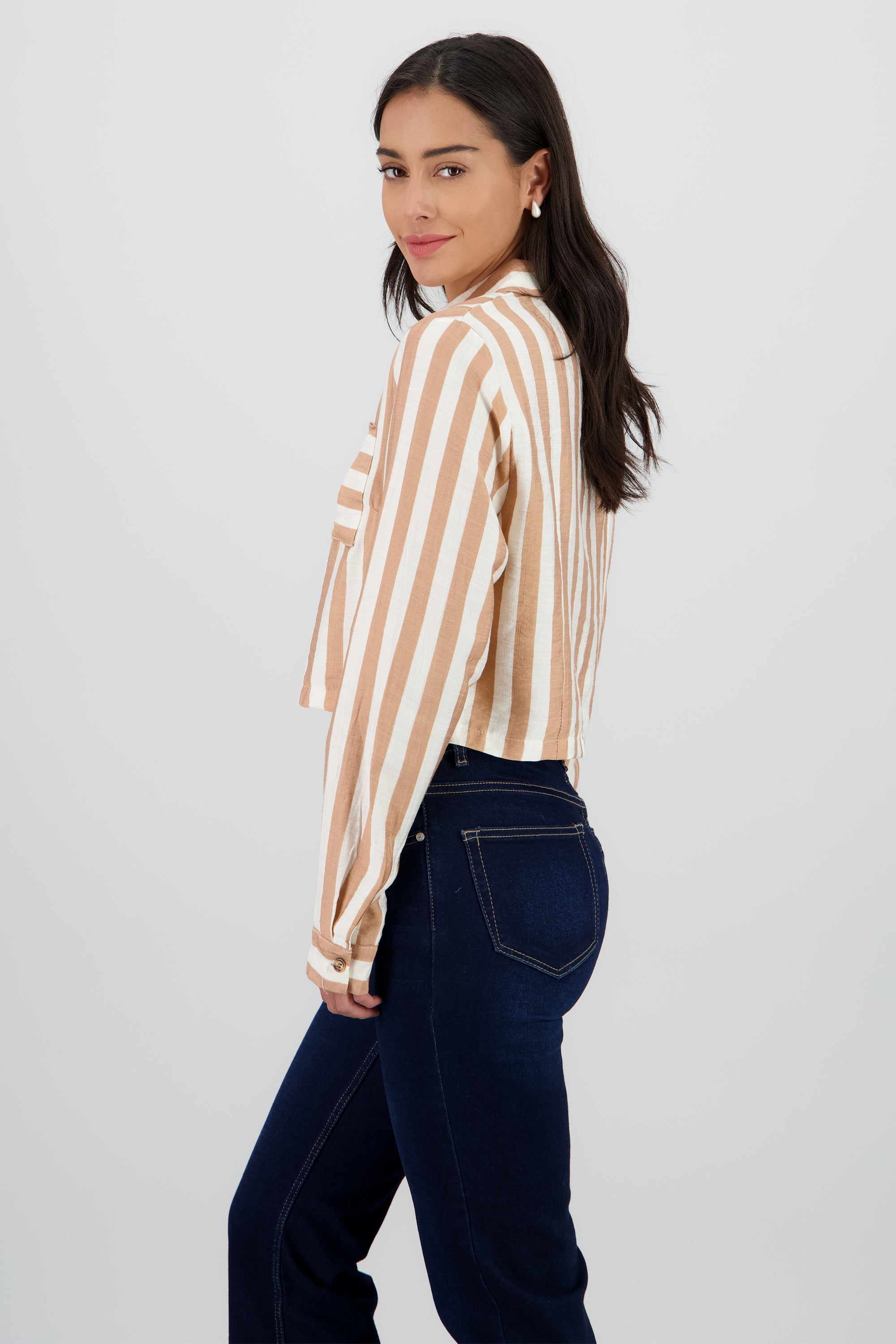 Camisa manga larga puño rayas BLANCO COMBO