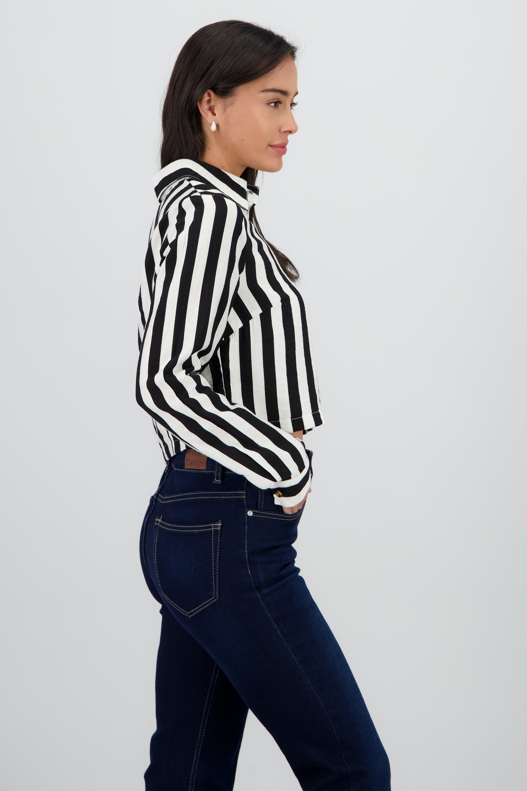 Camisa manga larga puño rayas NEGRO COMBO