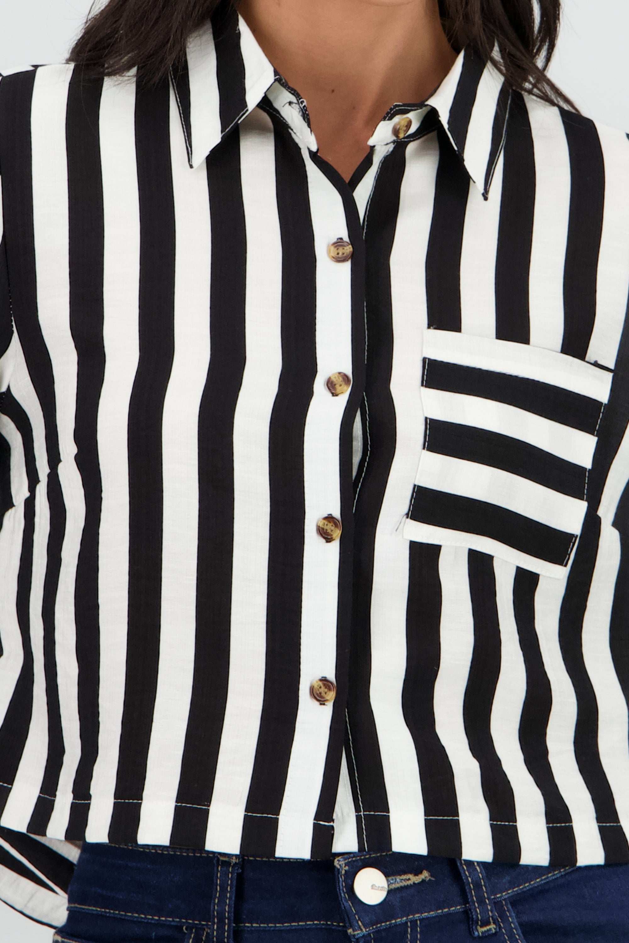 Camisa manga larga puño rayas NEGRO COMBO