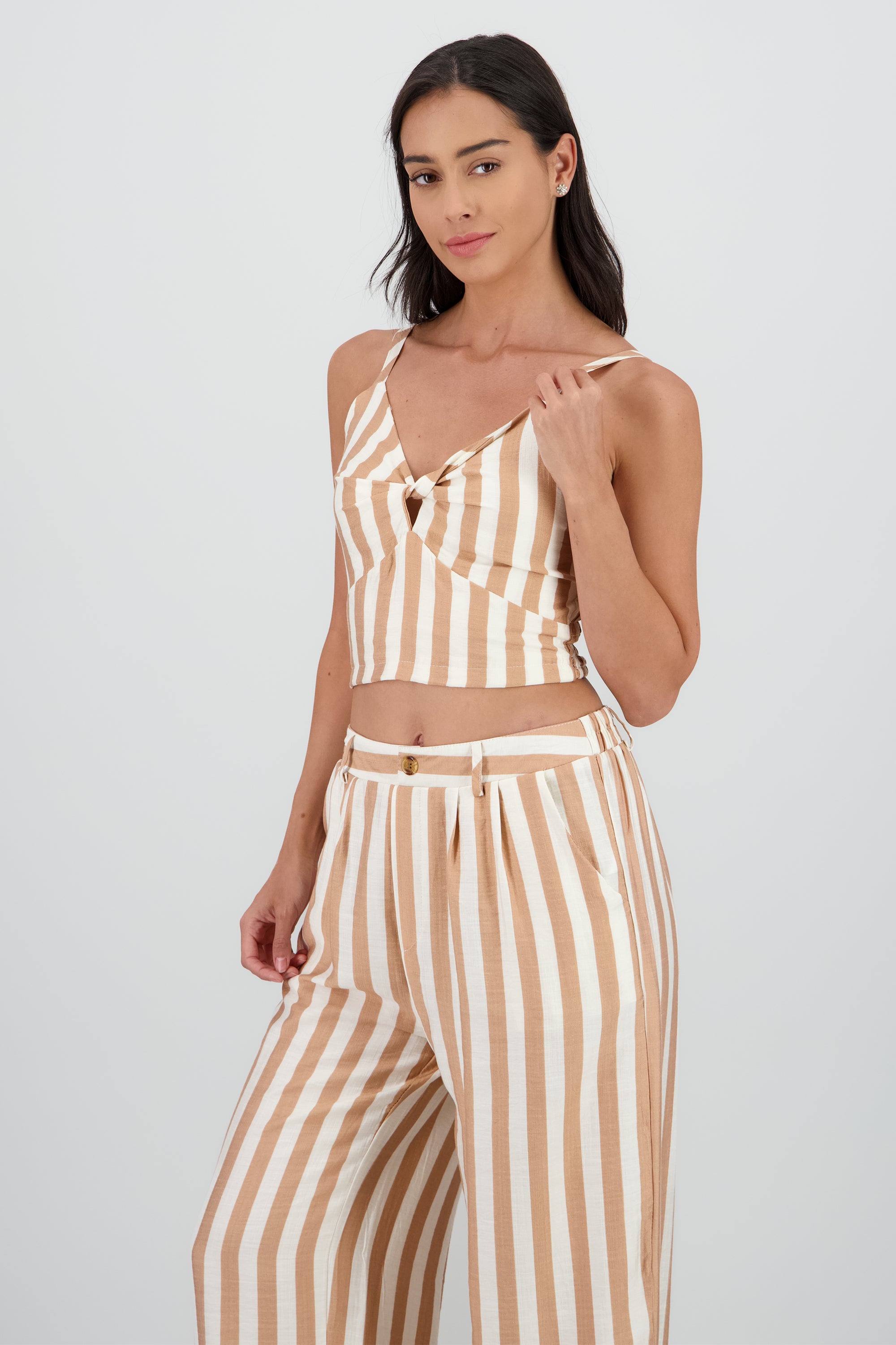 Top cuello v tirantes rayas BLANCO COMBO