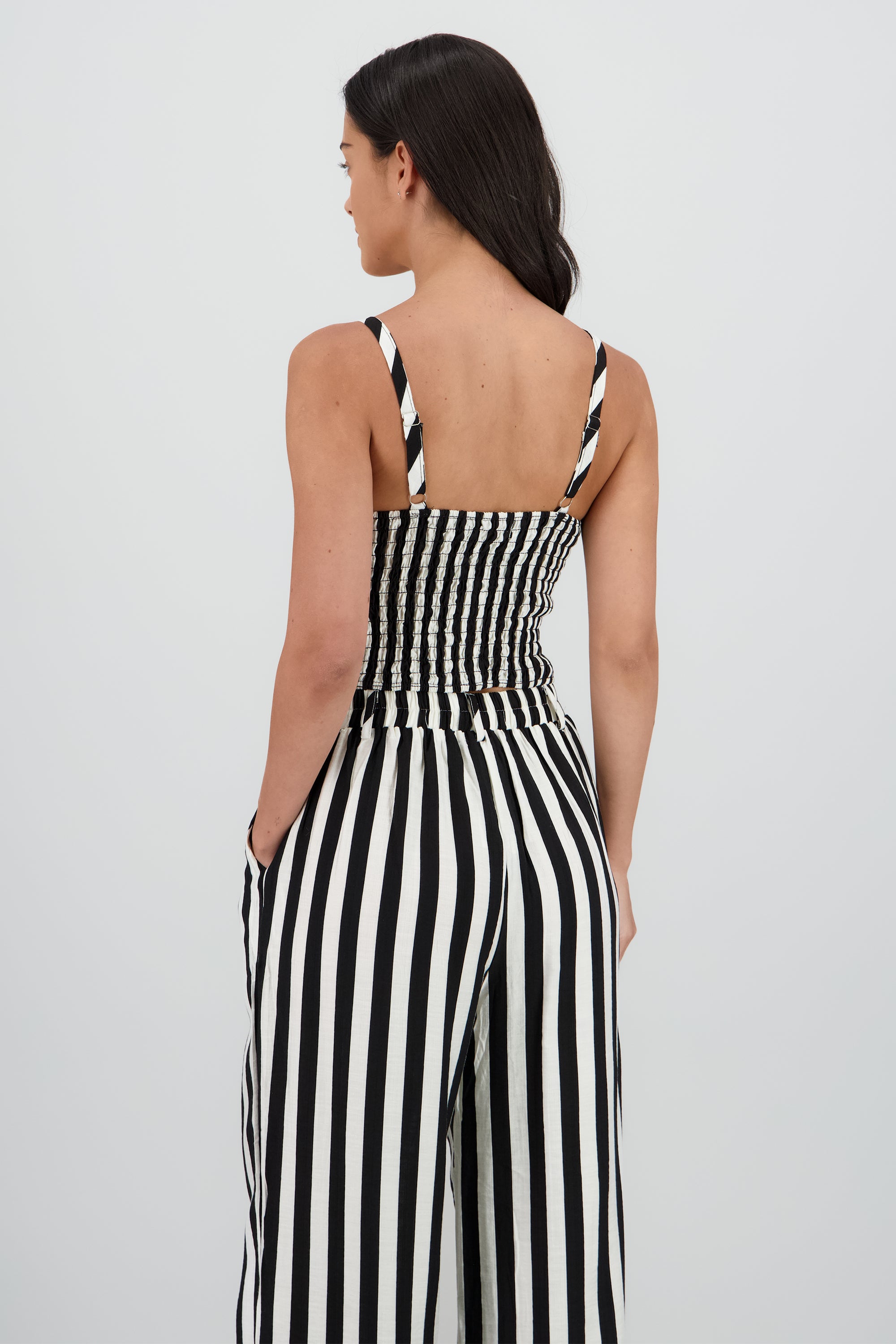 Top cuello v tirantes rayas NEGRO COMBO
