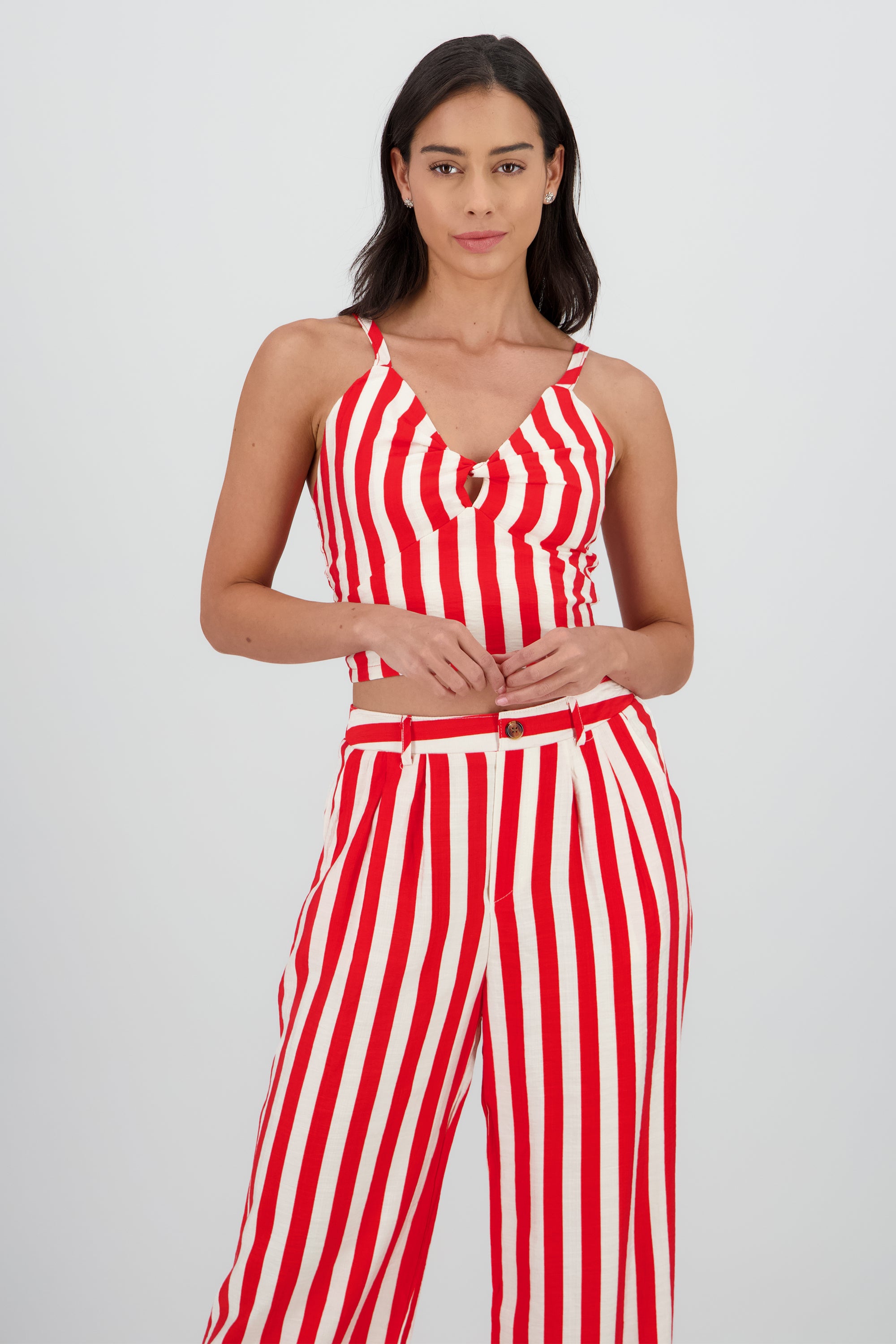 Top cuello v tirantes rayas ROJO COMBO