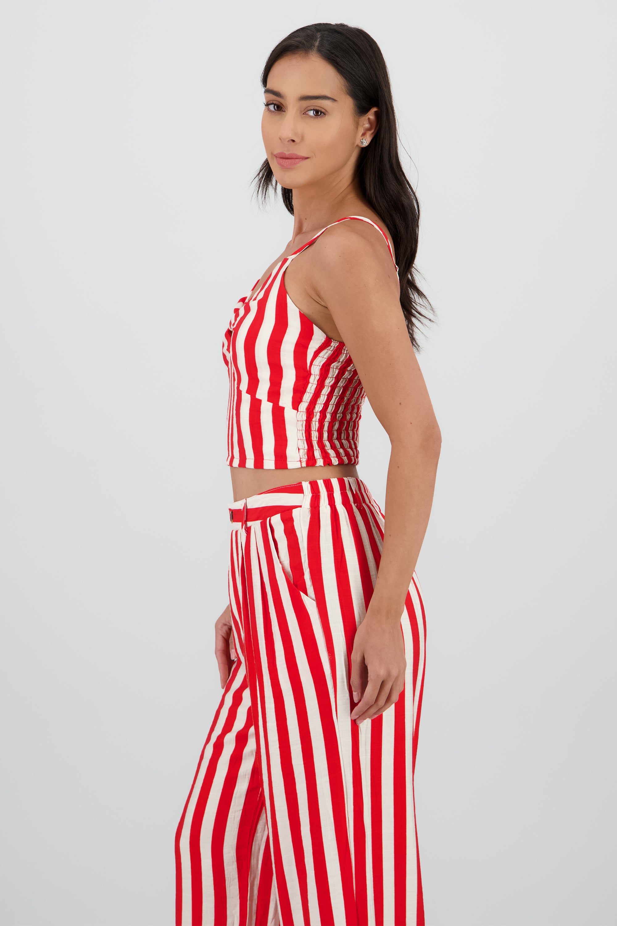 Top cuello v tirantes rayas ROJO COMBO