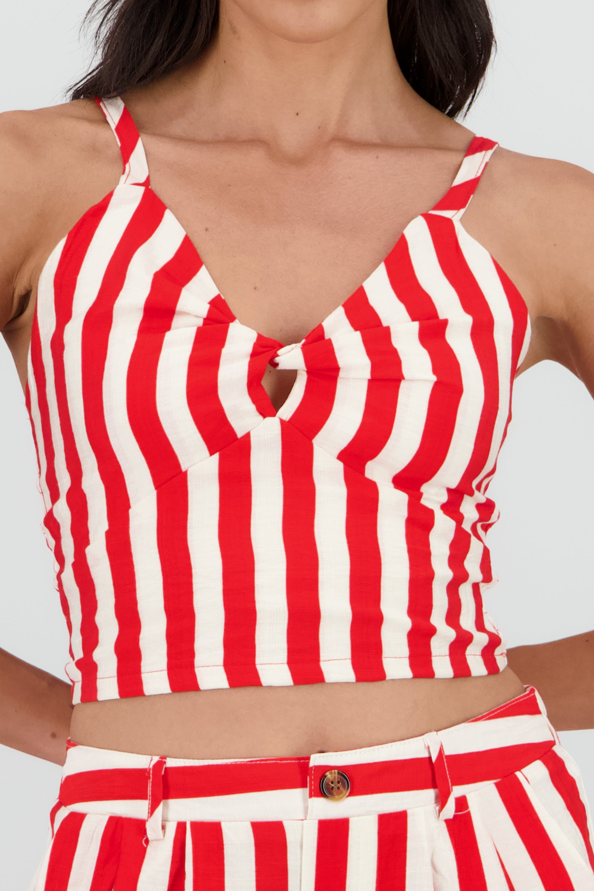Top cuello v tirantes rayas ROJO COMBO