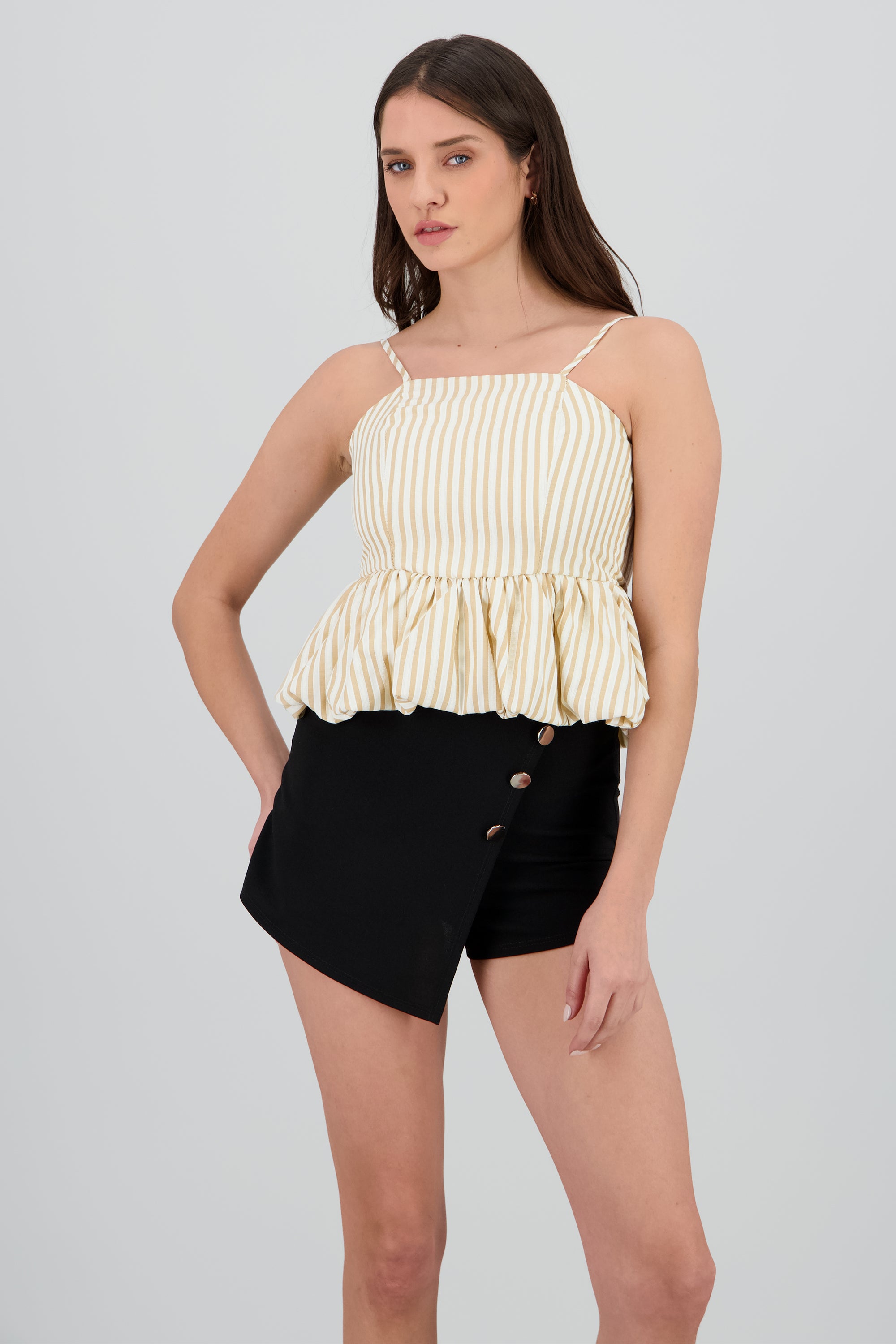 Top detalle globo tirantes BEIGE