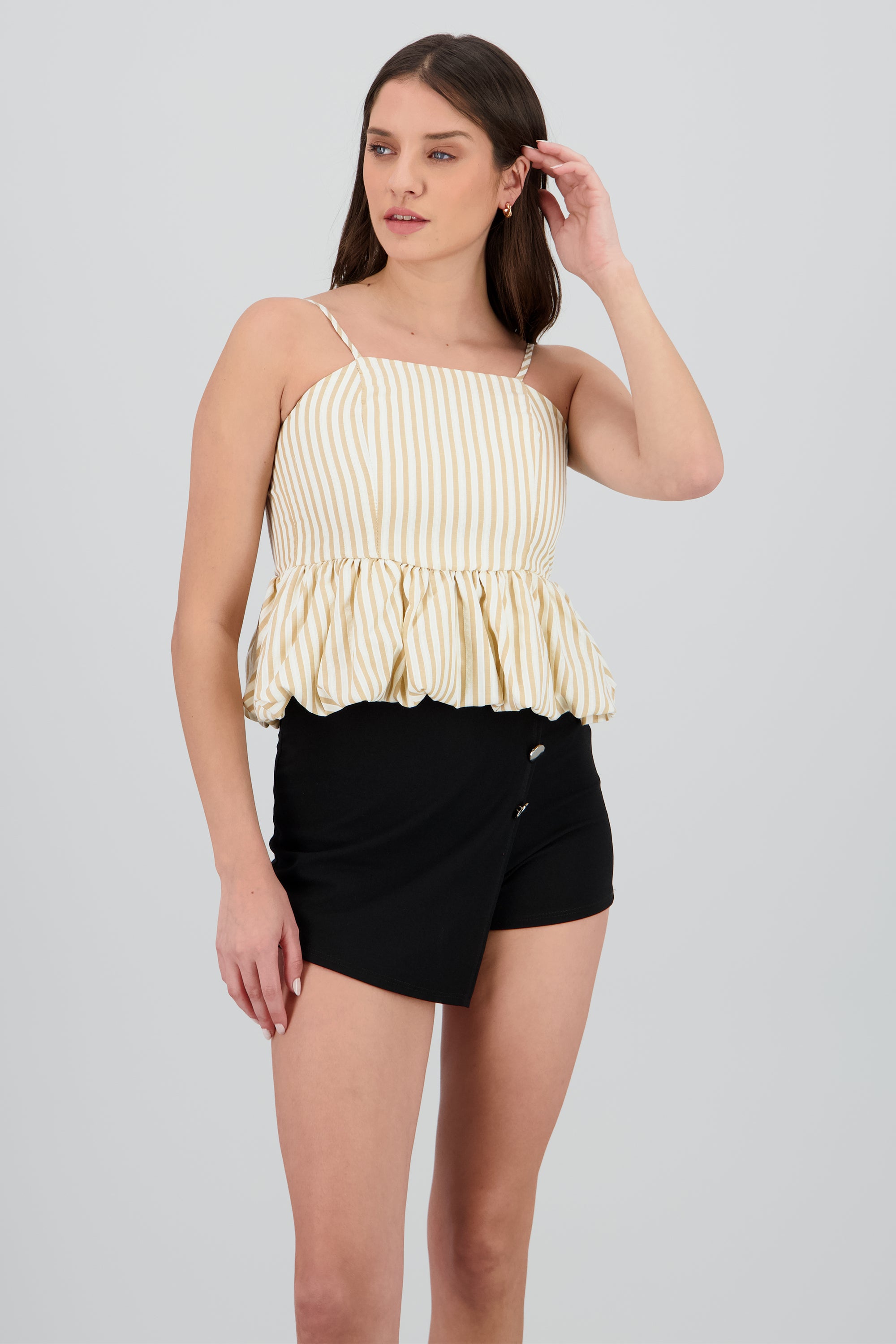 Top detalle globo tirantes BEIGE