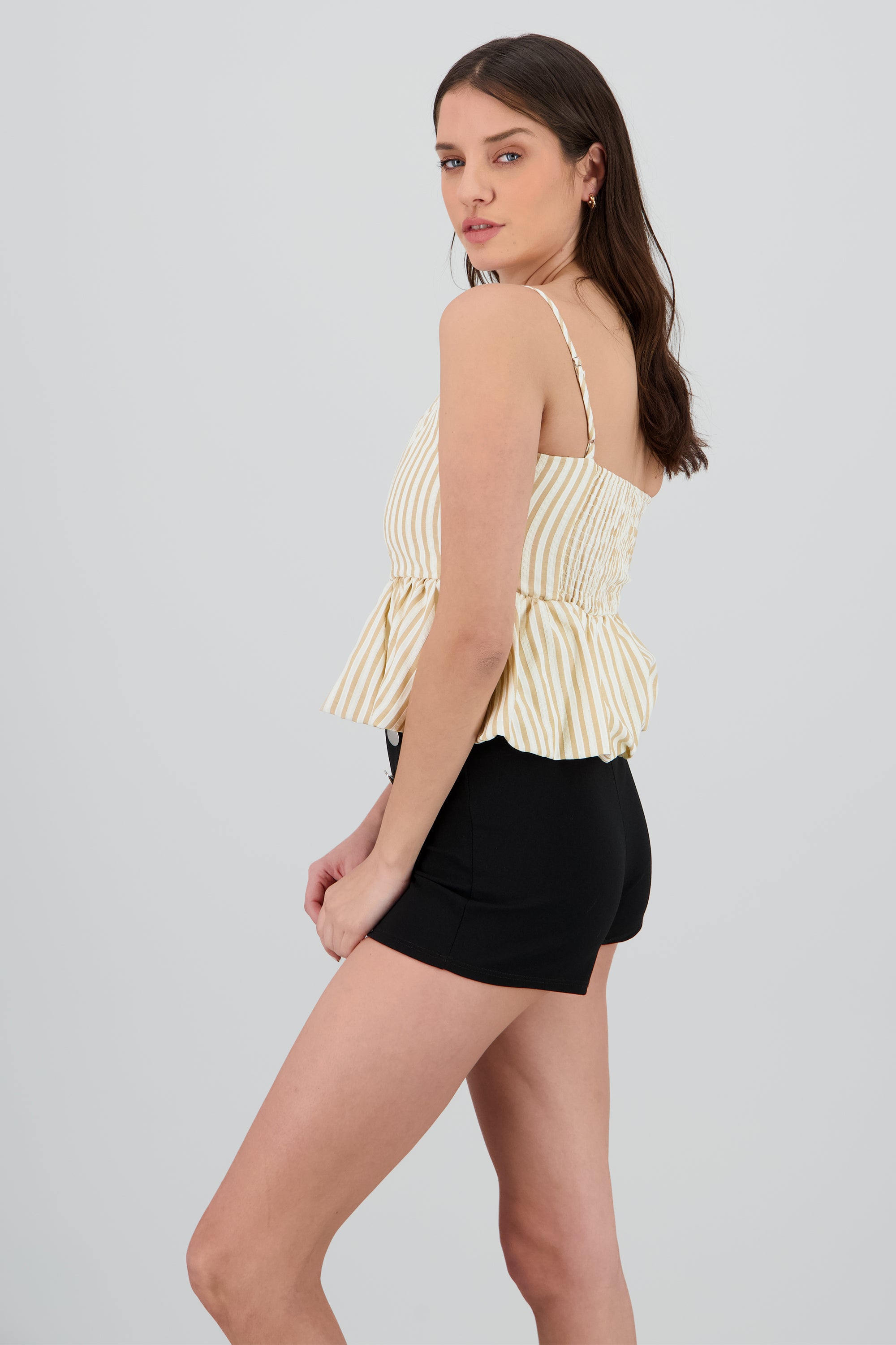 Top detalle globo tirantes BEIGE