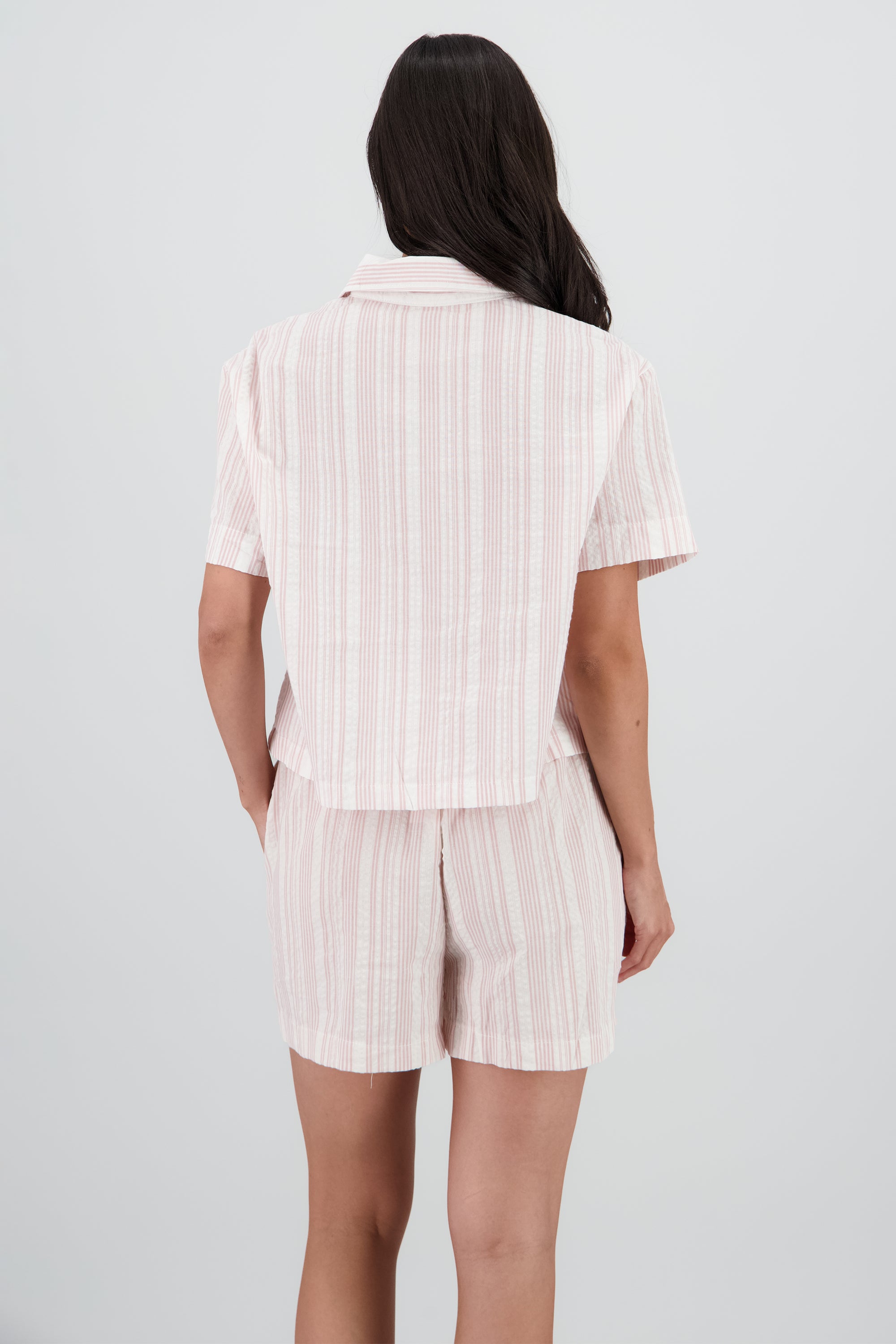 Camisa manga corta detalle moños ROSA COMBO