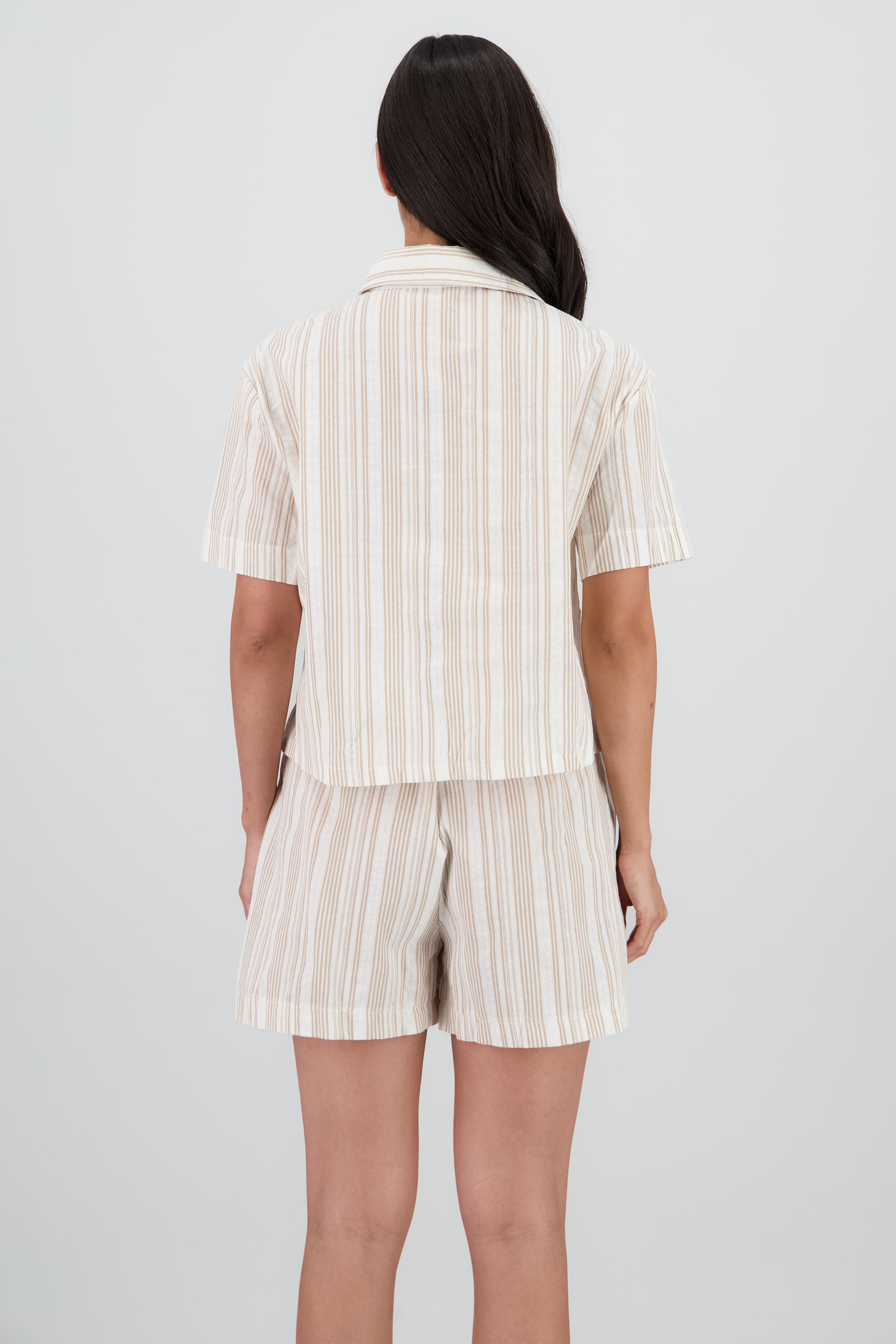 Camisa manga corta detalle moños KHAKI COMBO