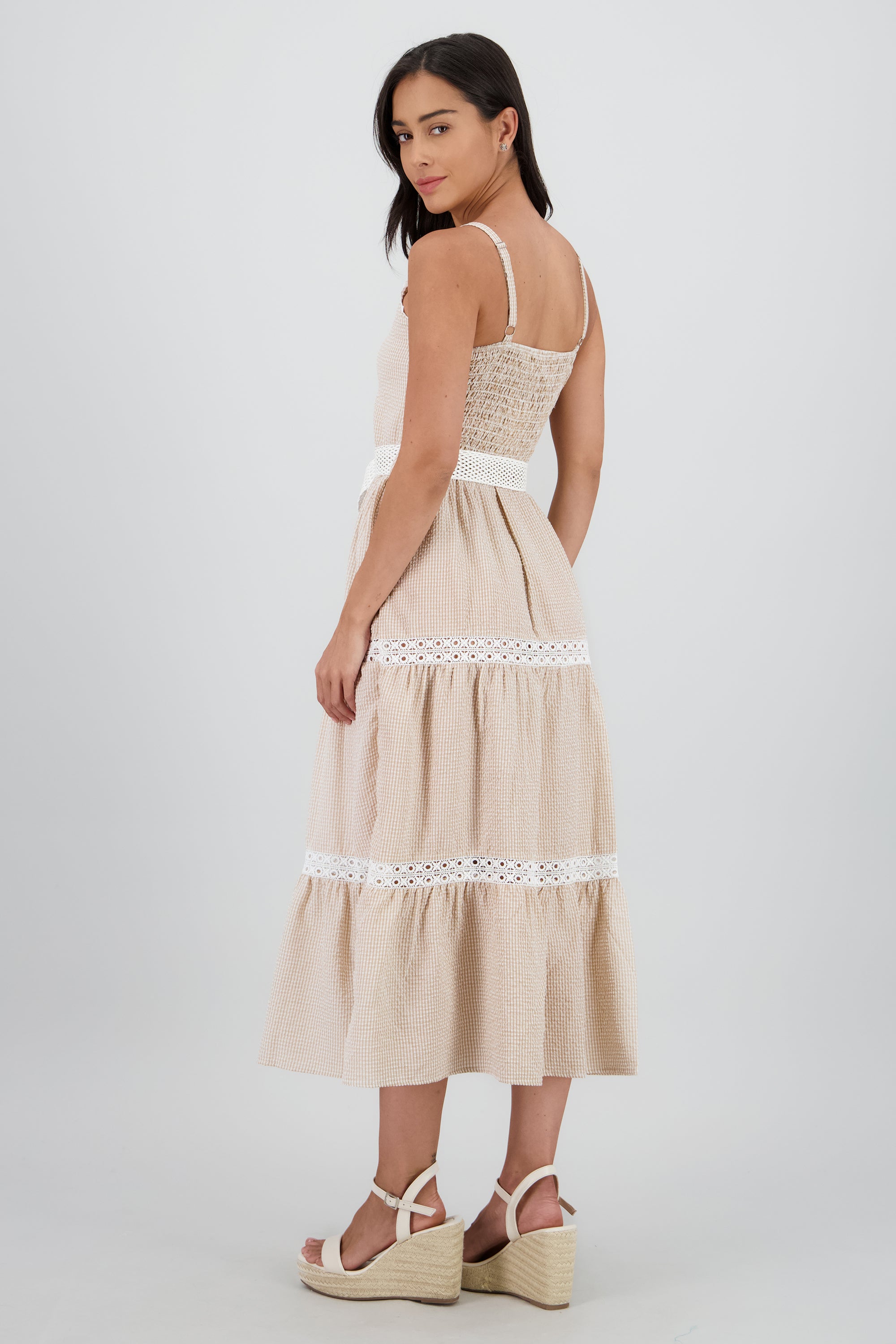 Vestido midi olanes detalle cinturon ARENA